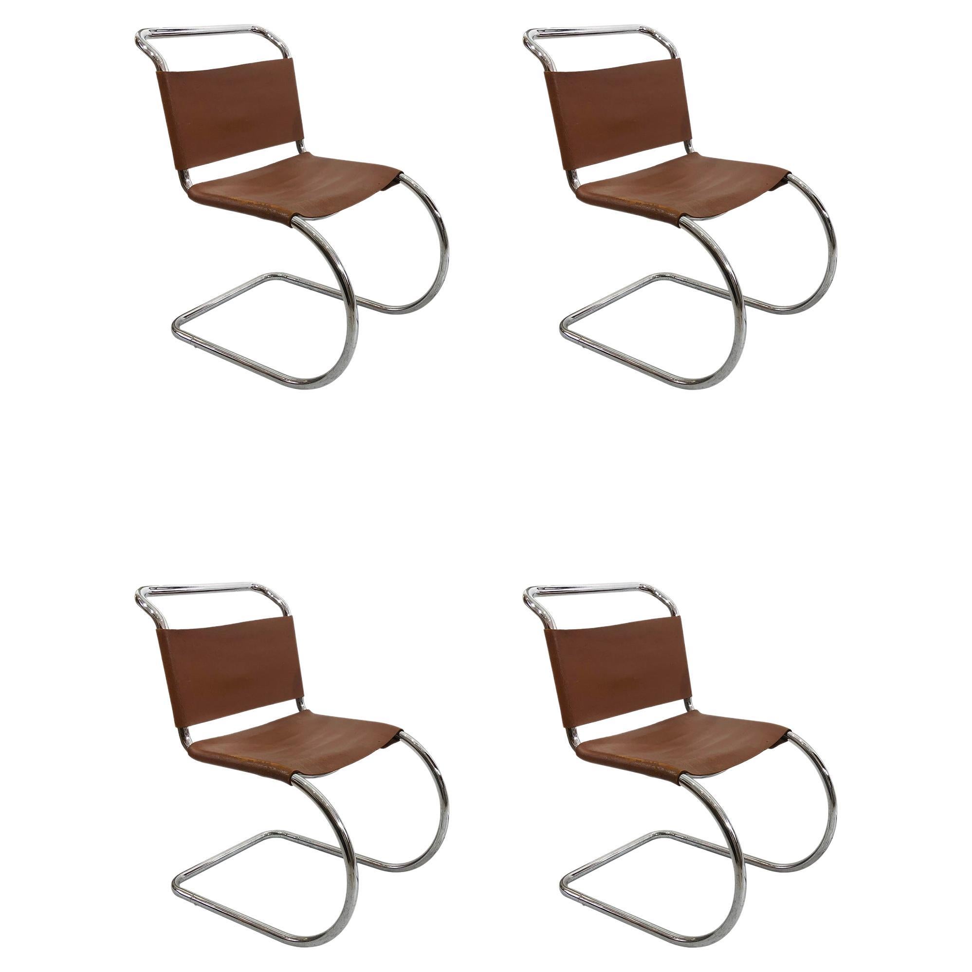 4 Ludwig Mies van der Rohe Mr10 Dining Chairs 1960s Knoll International  For Sale