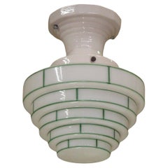 4 Macbeth Evans Monax Globes on 4 Matching Porcelain Fitters. Vintage Lights