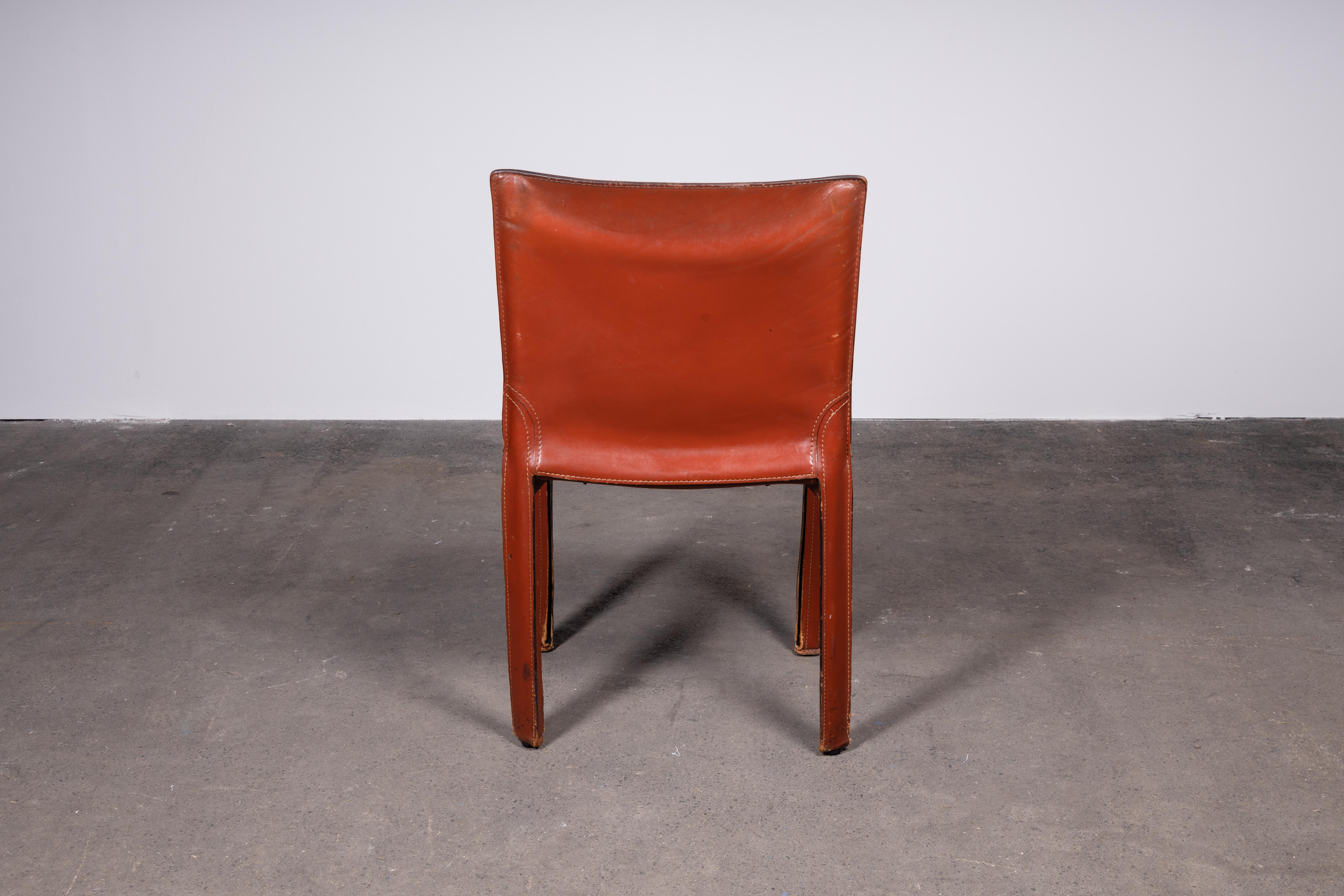 Mid-Century Modern Mario Bellini CAB 412 Chairs in Cognac Leather for Cassina