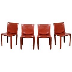 Mario Bellini CAB 412 Chairs in Cognac Leather for Cassina