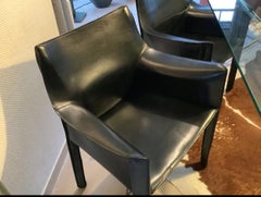 4 Mario Bellini CAB 413 Armchairs in Black Leather for Cassina