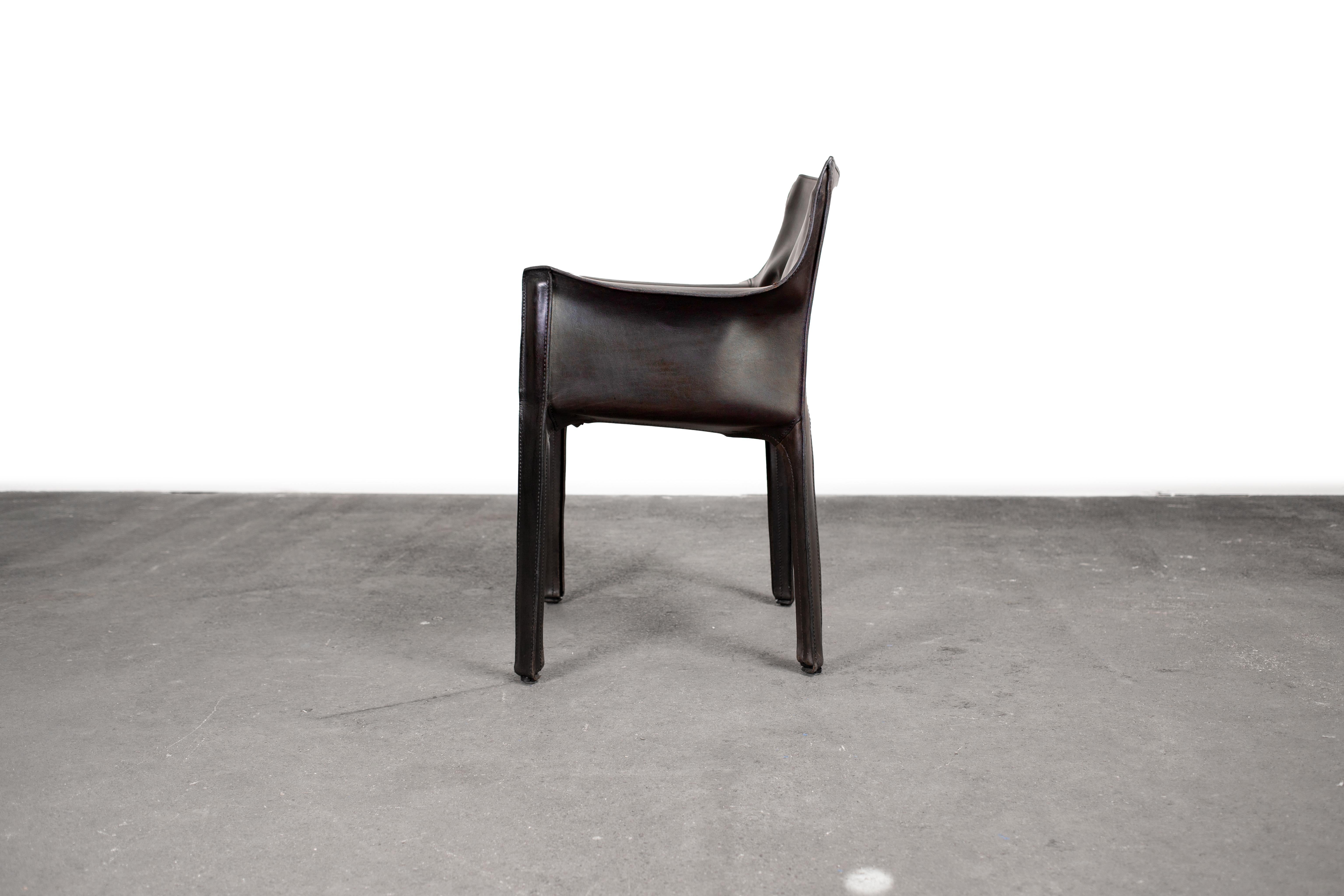 4 Mario Bellini CAB 413 Armchairs in Vintage Black Leather for Cassina 4