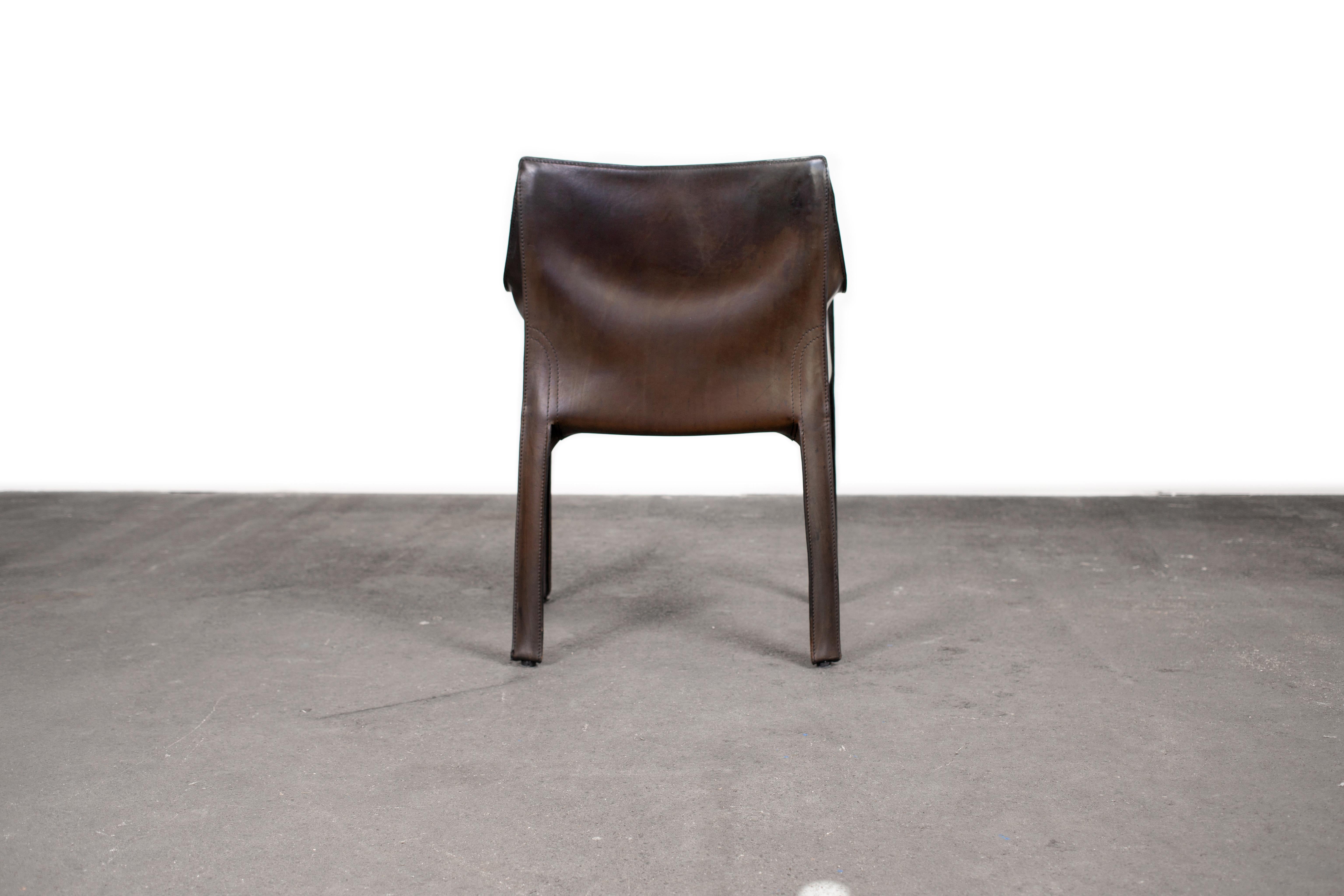 4 Mario Bellini CAB 413 Armchairs in Vintage Black Leather for Cassina 6