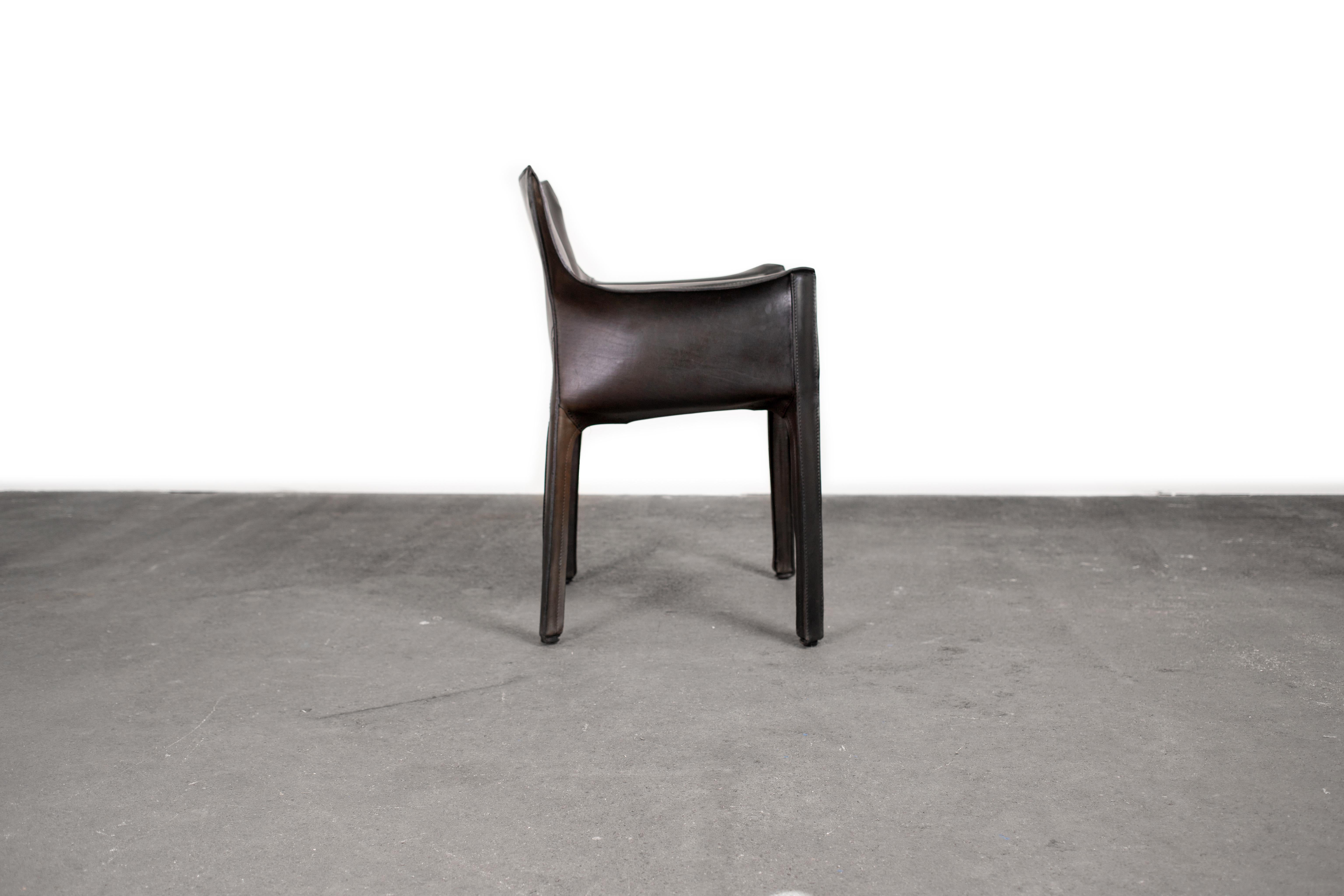 4 Mario Bellini CAB 413 Armchairs in Vintage Black Leather for Cassina 8