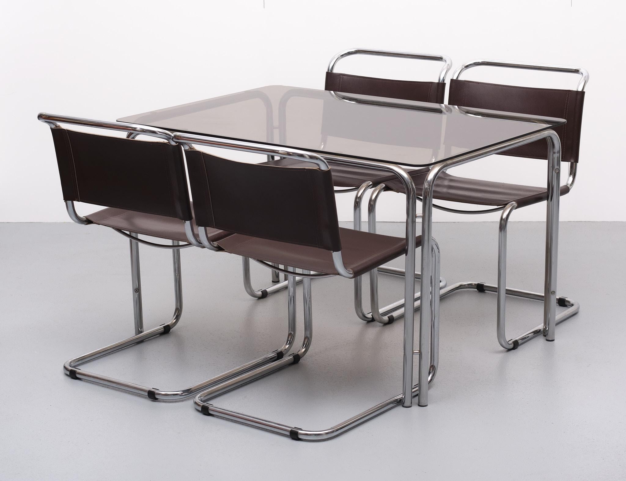 4 Mart Stam S33 Cantilever Dining Chairs, 1970s 10