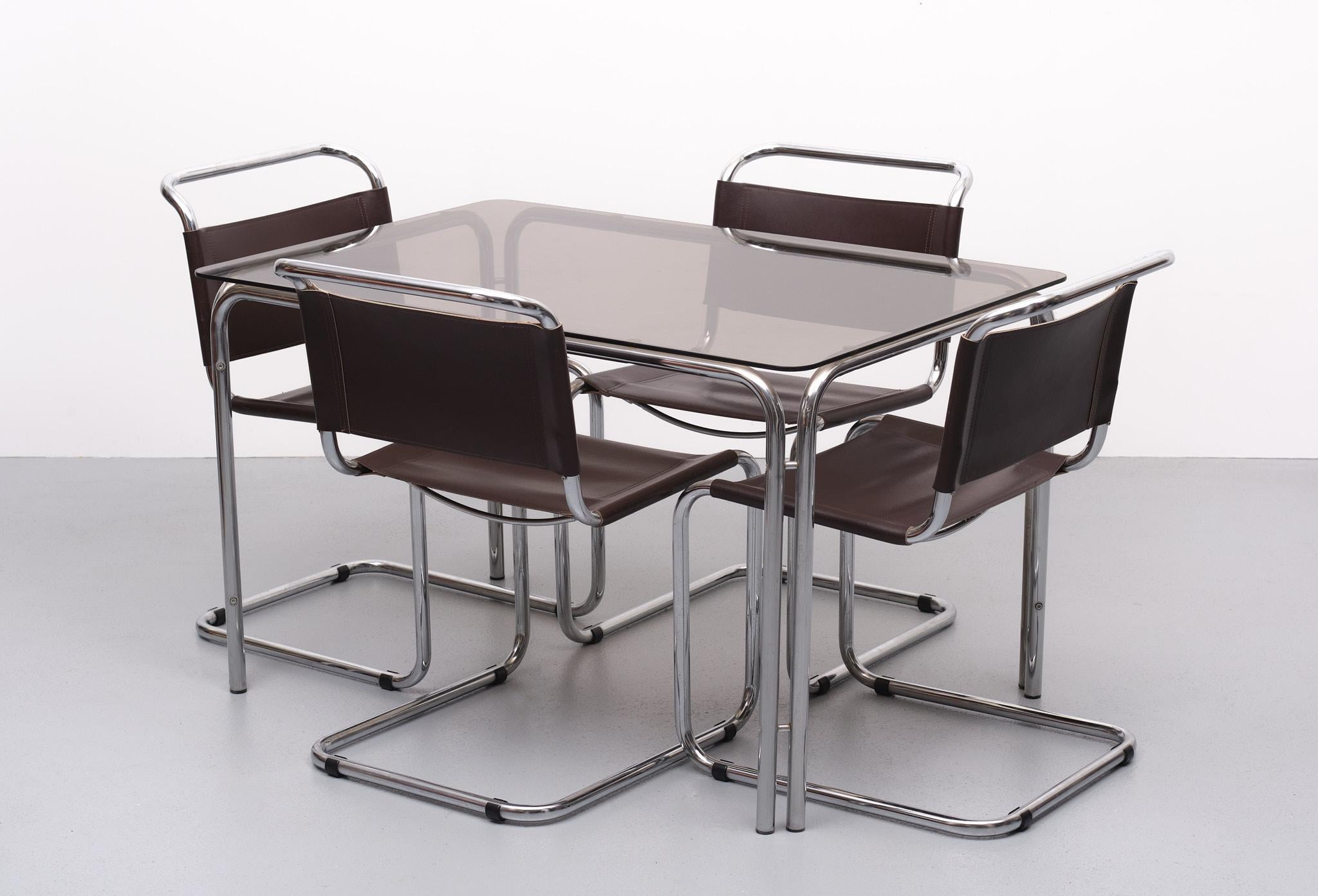 4 Mart Stam S33 Cantilever Dining Chairs, 1970s 12
