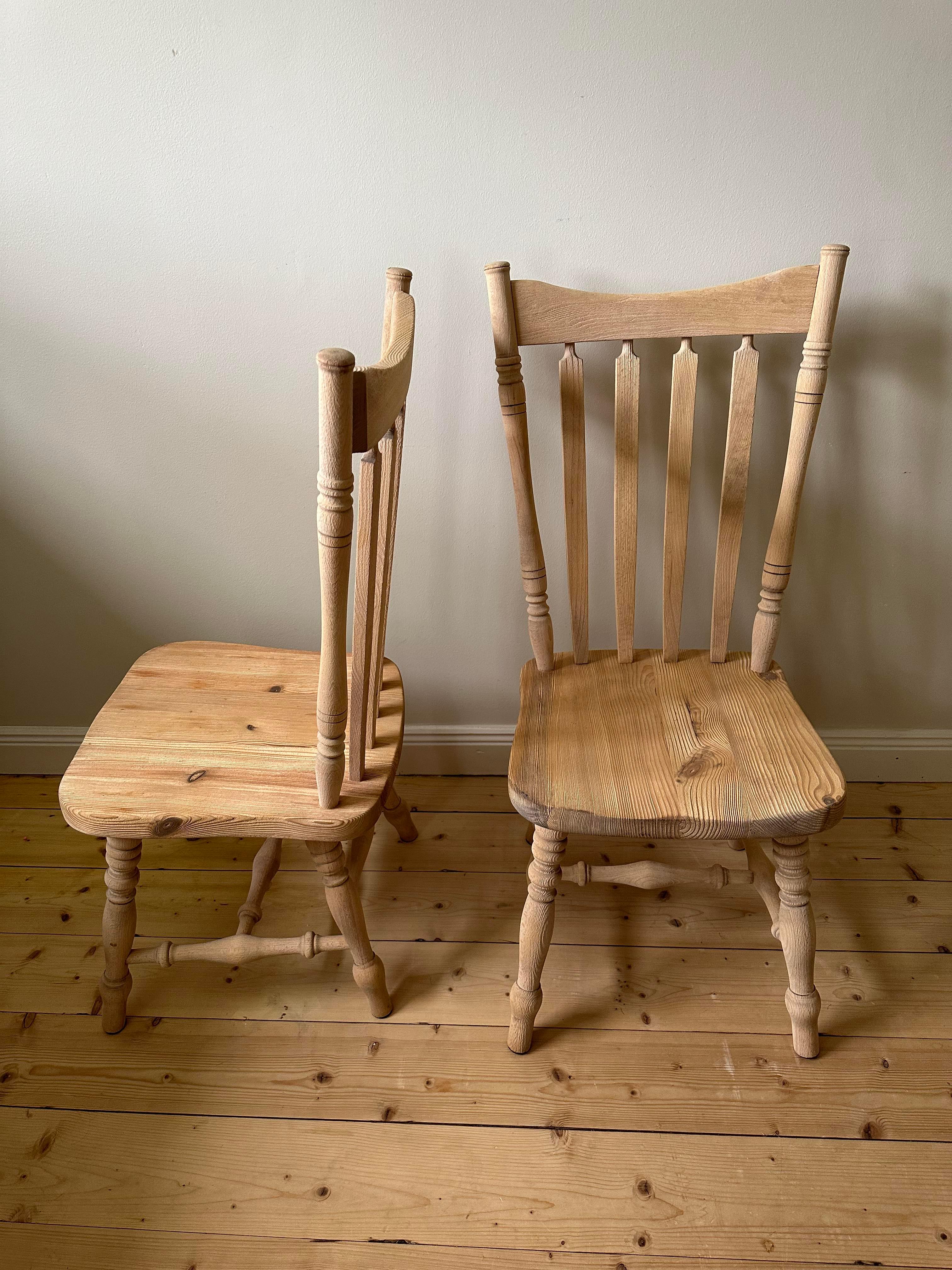 Sandblasted 4 massive pine chairs  For Sale