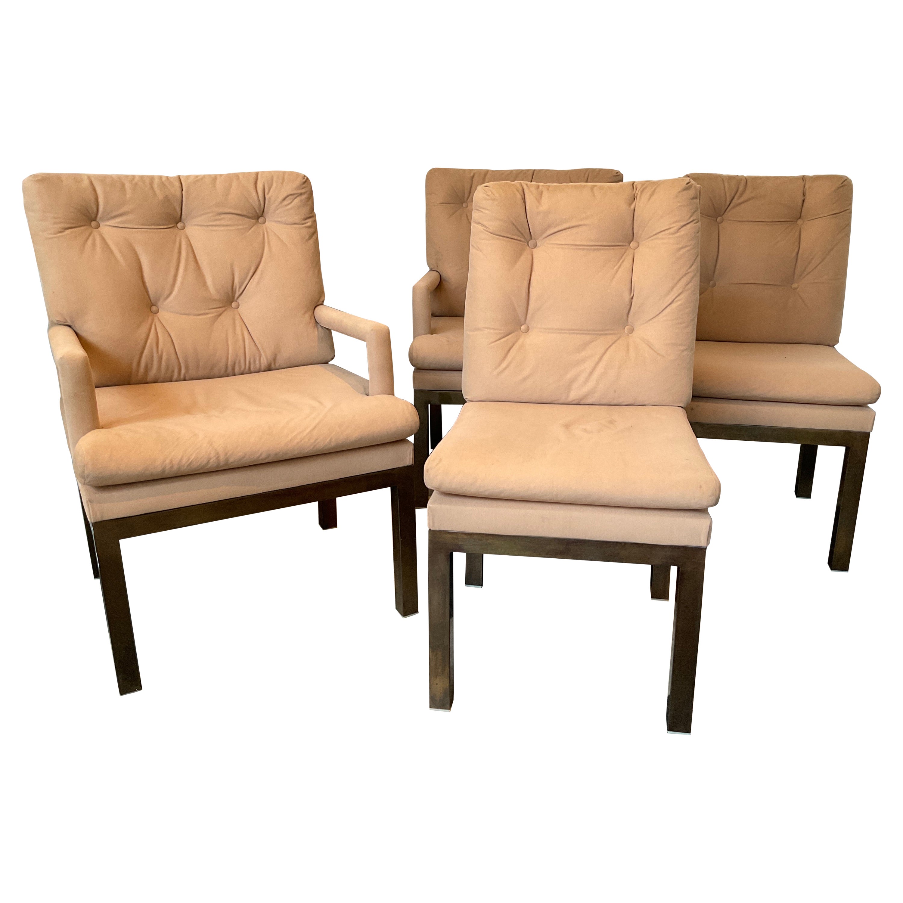 4 Sillas De Comedor De Latón Estilo Mastercraft Fabricadas En España