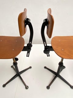 4 Matching Black Drafting Working Stools by Friso Kramer, Ahrend De Cirkel, 1960