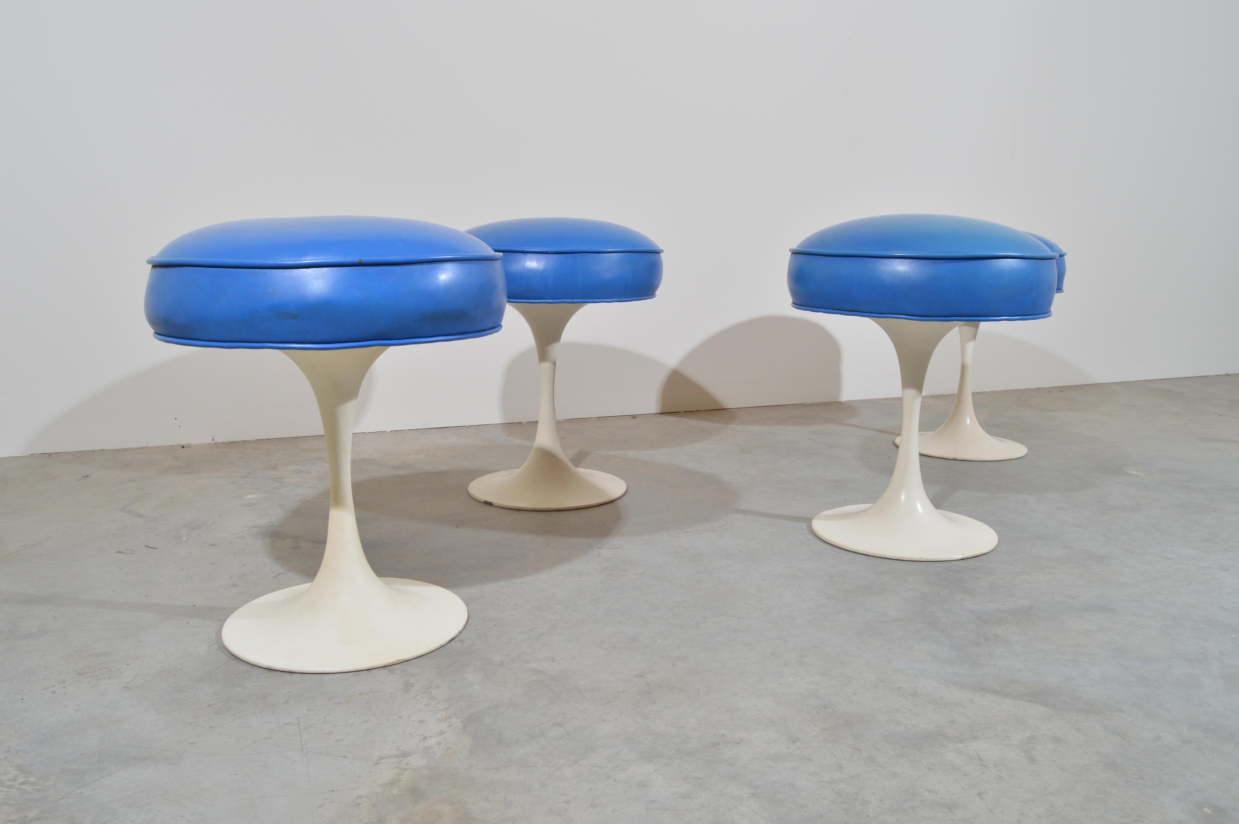 Mid-Century Modern 4-Maurice Burke Tulip Stools After Eero Saarinen, Circa 1960