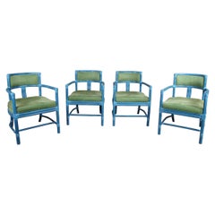 4 McGuire Manhattan Bamboo Boho Chic Modern Club Lounge Dining Accent Armchairs 