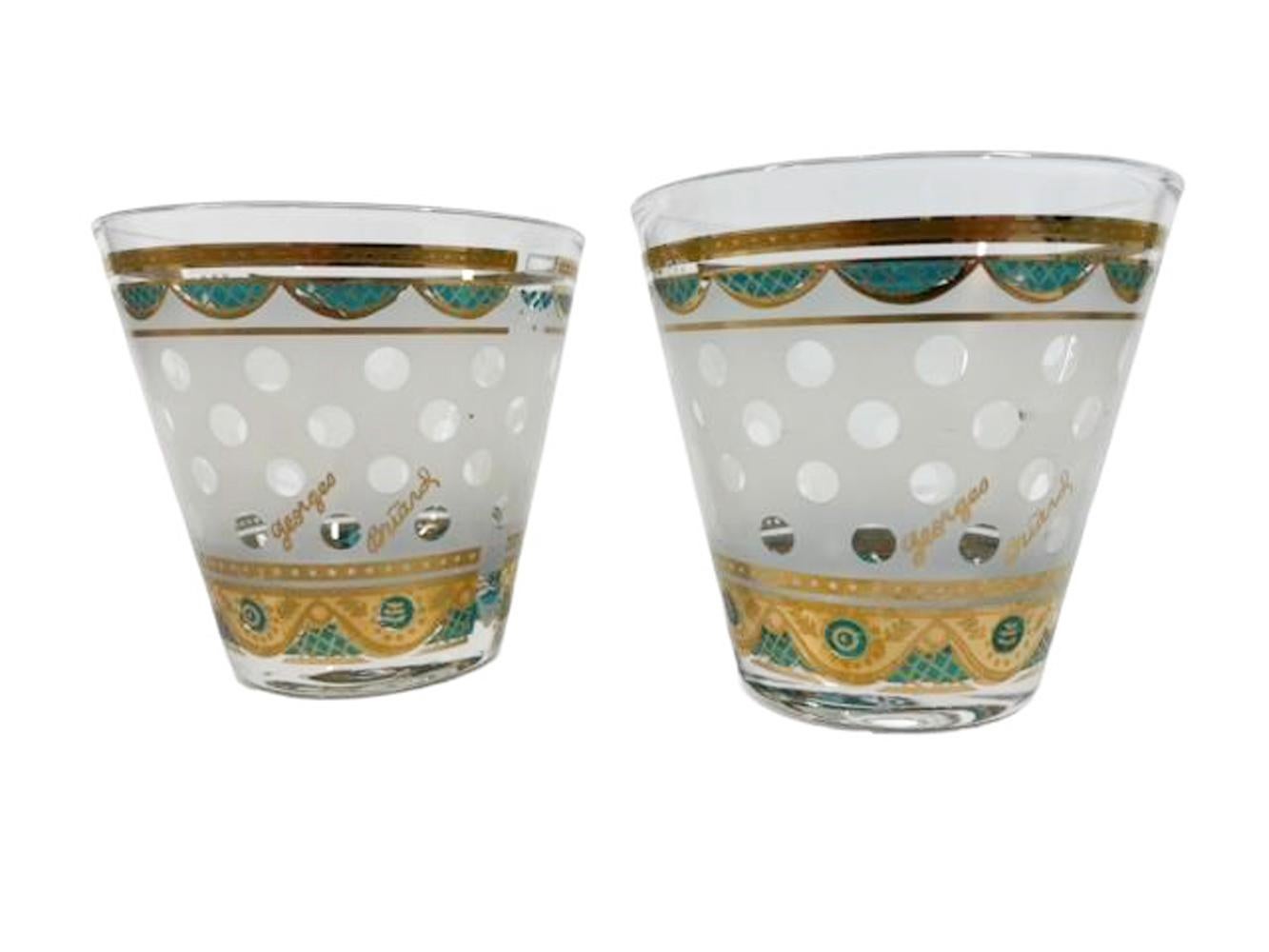 Verre 4 MCM Georges Briard à la mode ancienne, à pois clairs sur fond dépoli en vente