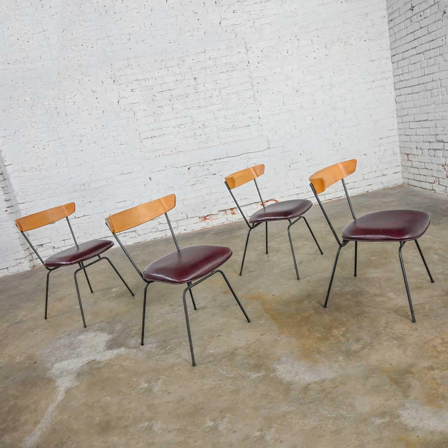 American 4 MCM Iron & Wood Dining Chairs Attributed to Clifford Pascoe for Modernmasters