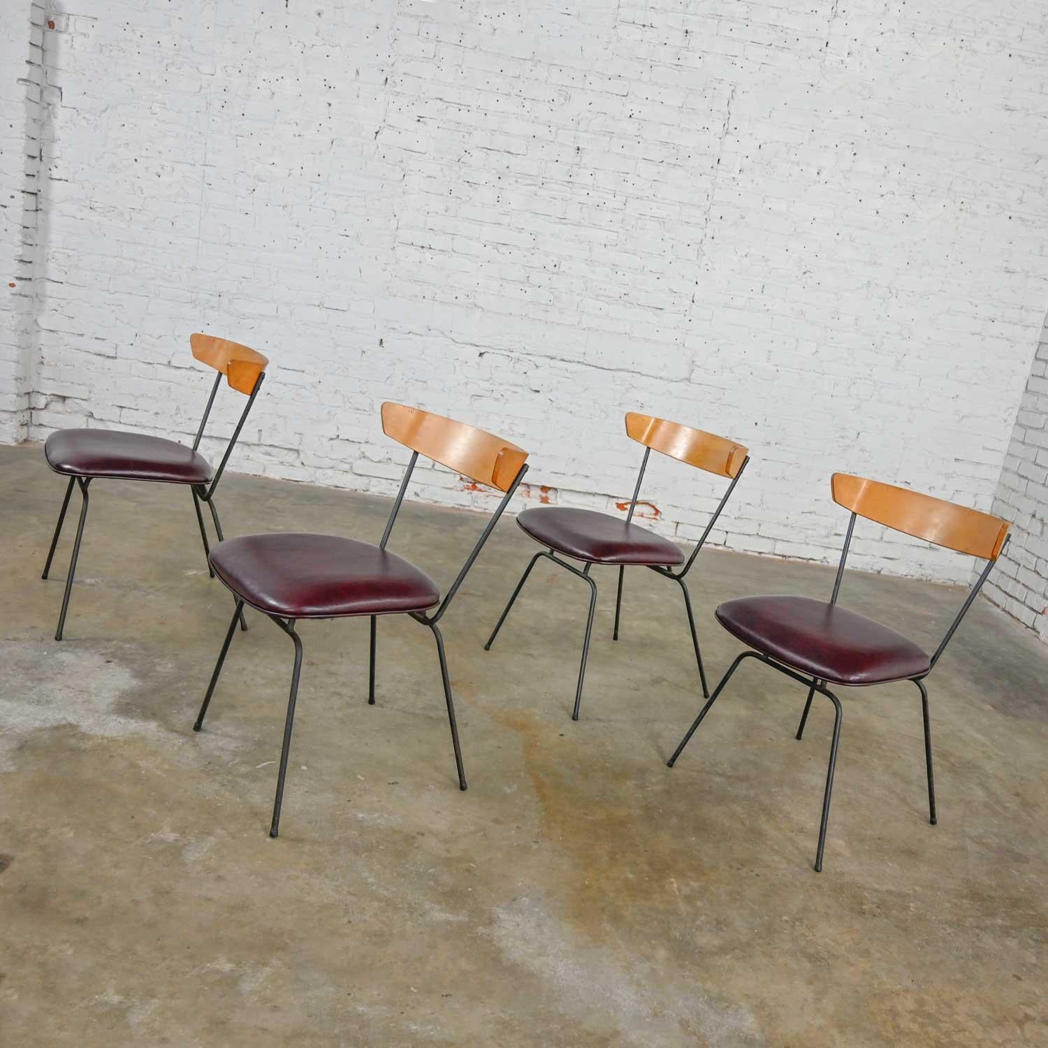 4 MCM Iron & Wood Dining Chairs Attributed to Clifford Pascoe for Modernmasters In Good Condition In Topeka, KS