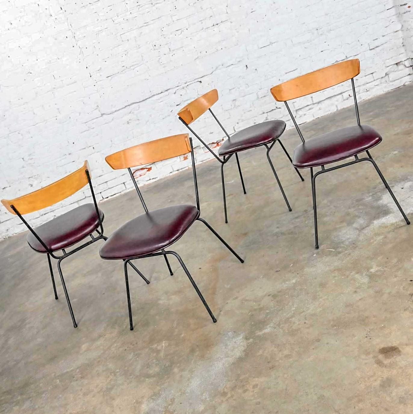 20th Century 4 MCM Iron & Wood Dining Chairs Attributed to Clifford Pascoe for Modernmasters