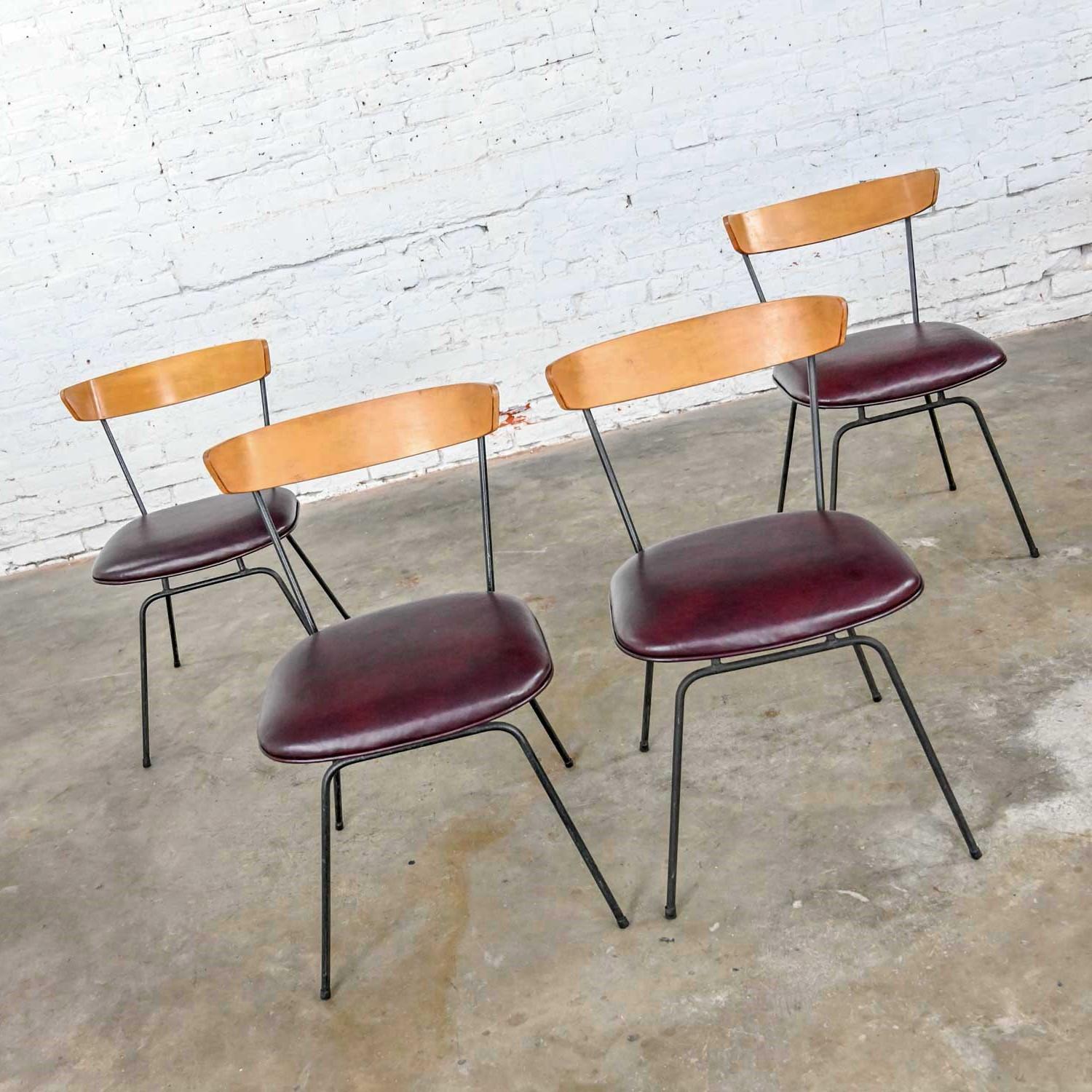 4 MCM Iron & Wood Dining Chairs Attributed to Clifford Pascoe for Modernmasters 1