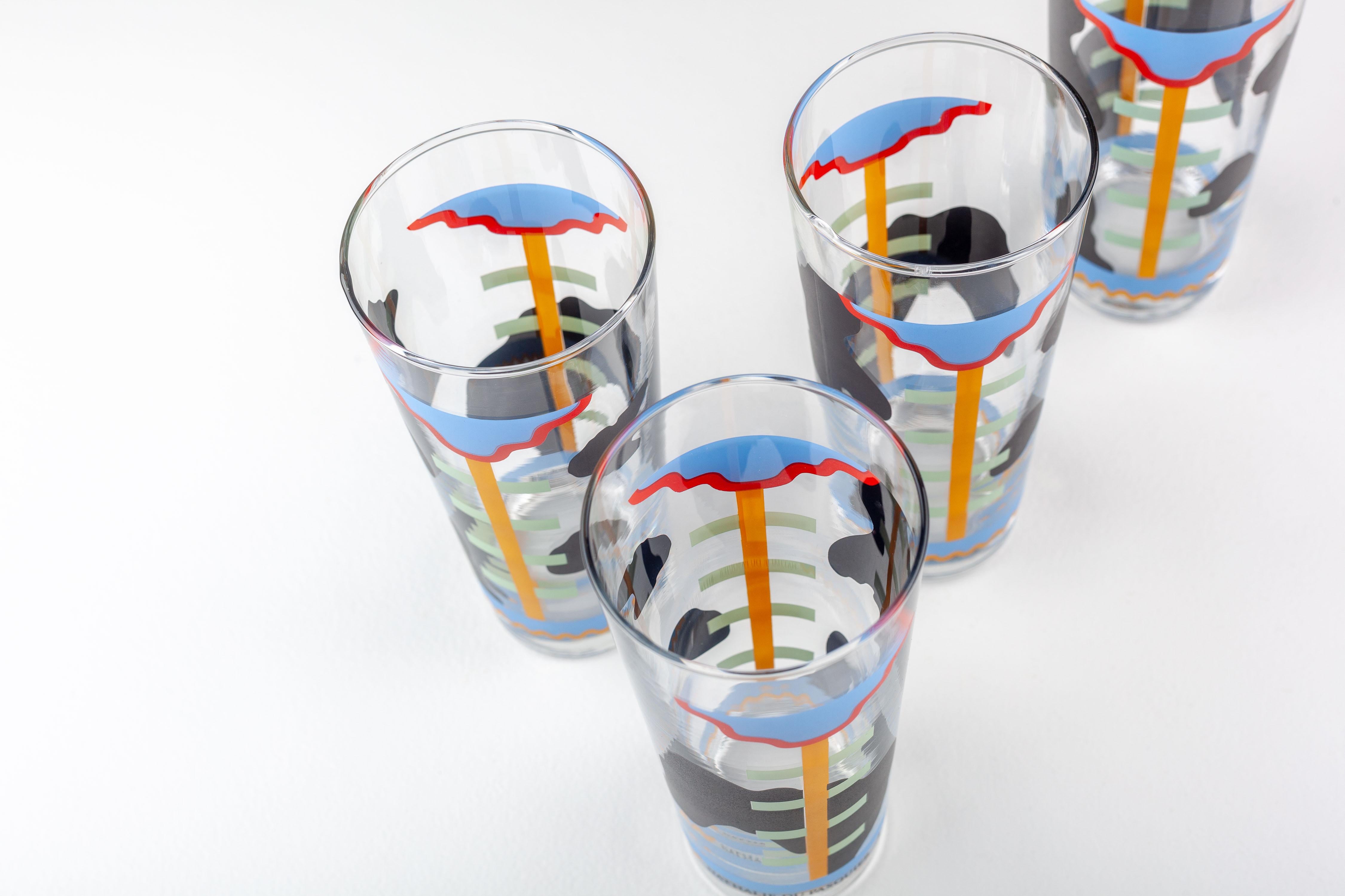 4 Memphis Glasses by Nathalie du Pasquier for Ritzenhoff, Germany For Sale 8