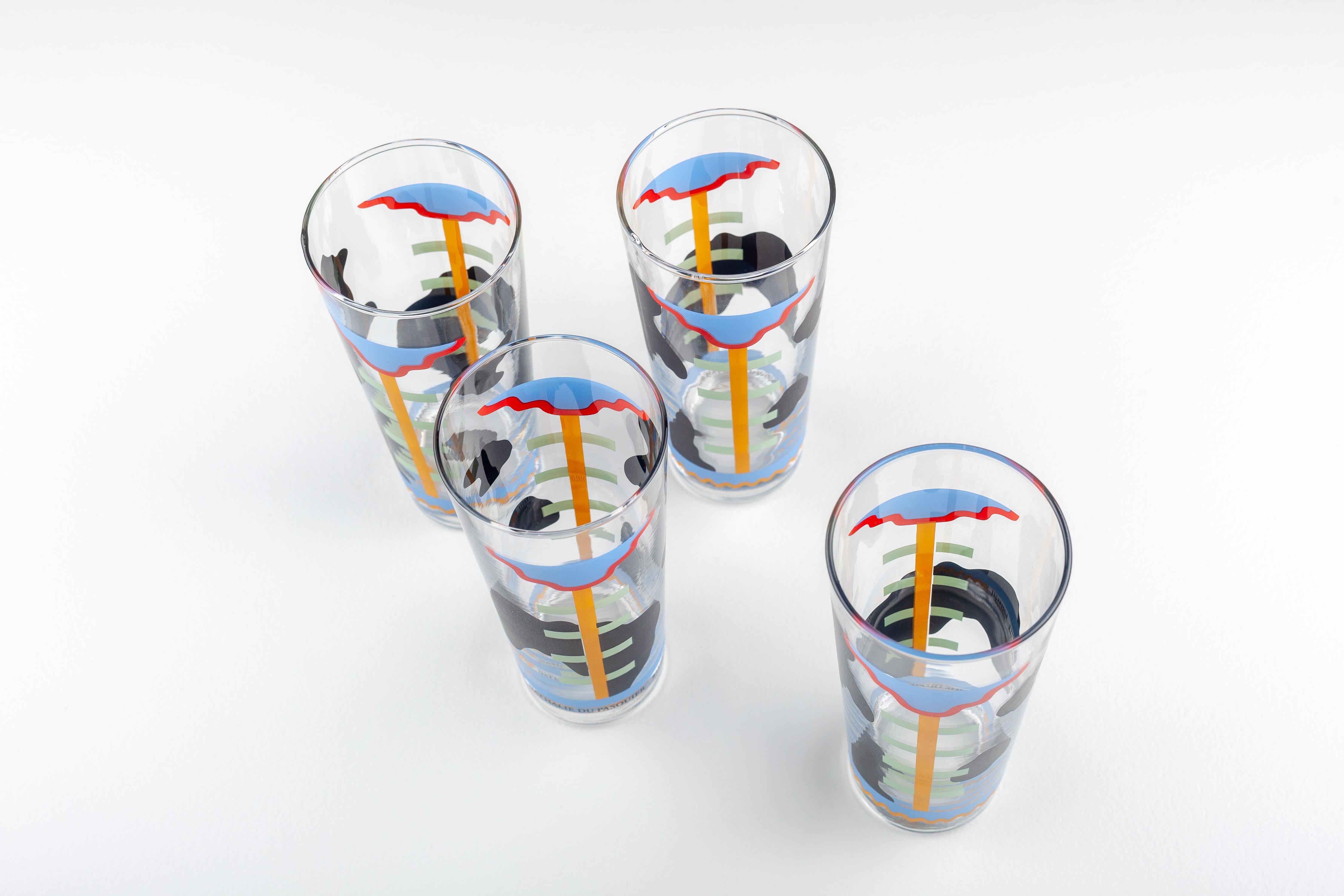 4 Memphis Glasses by Nathalie du Pasquier for Ritzenhoff, Germany For Sale 9