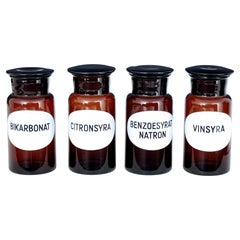 4 Mid 20th Century Swedish Apothecary Glass Jars