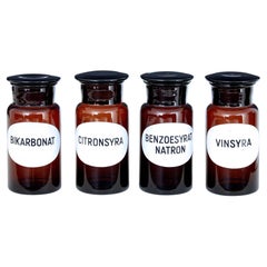 4 mid 20th century Swedish apothecary glass jars