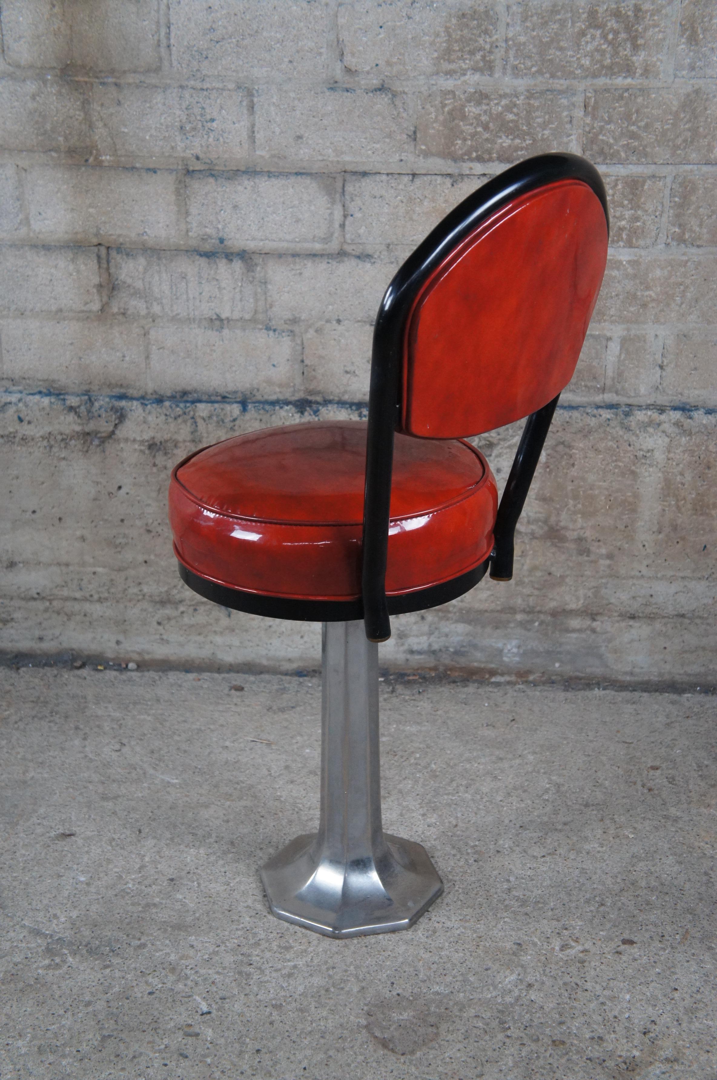 4 Mid Century Chromodern No. 13 Soda Fountain Ice Cream Bar Diner Swivel Stools In Good Condition For Sale In Dayton, OH