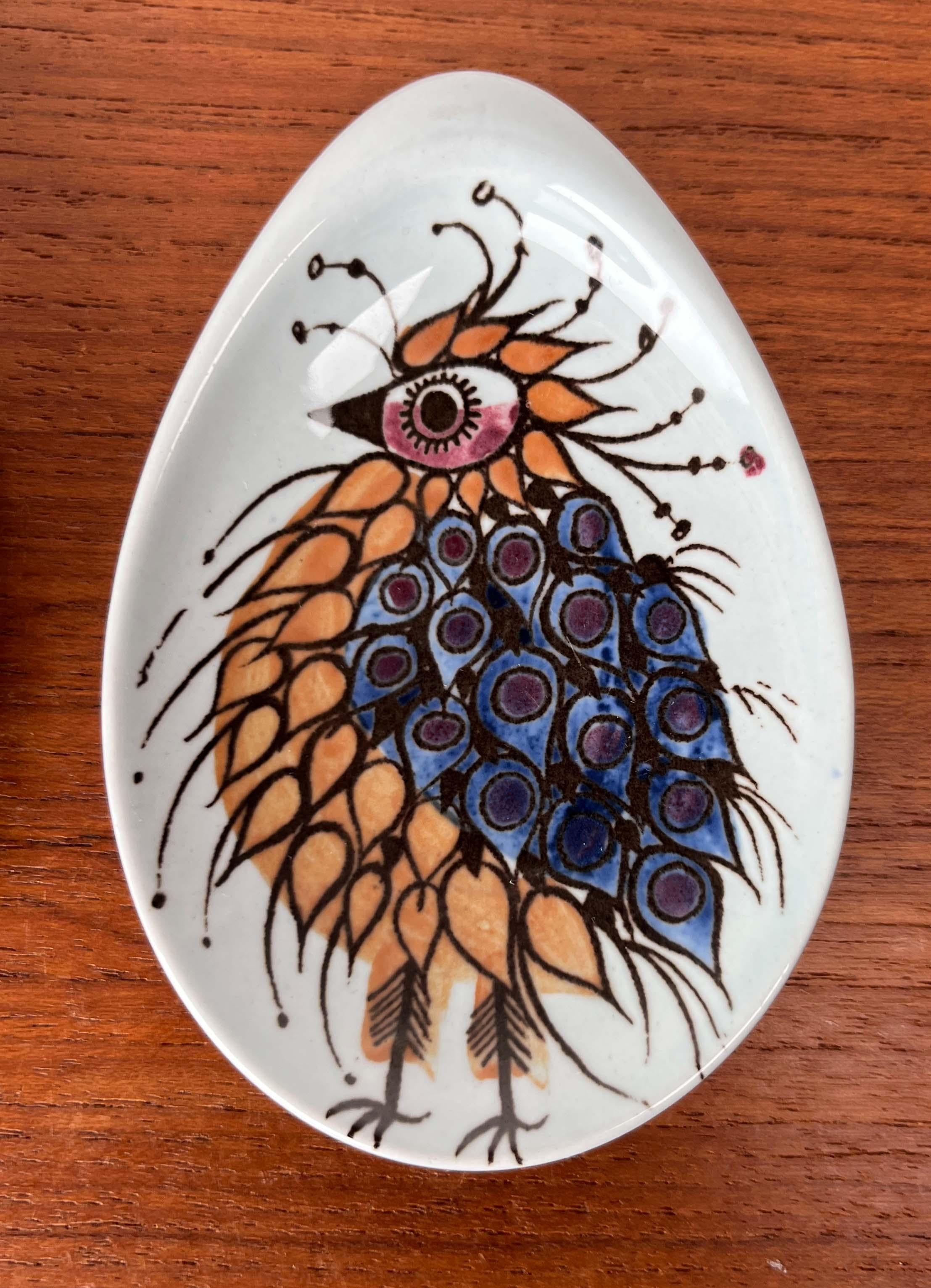 4 assiettes à huîtres ou à sauces Crazy Bird du milieu du siècle Beth Breyen Royal Copenhagen en vente 5