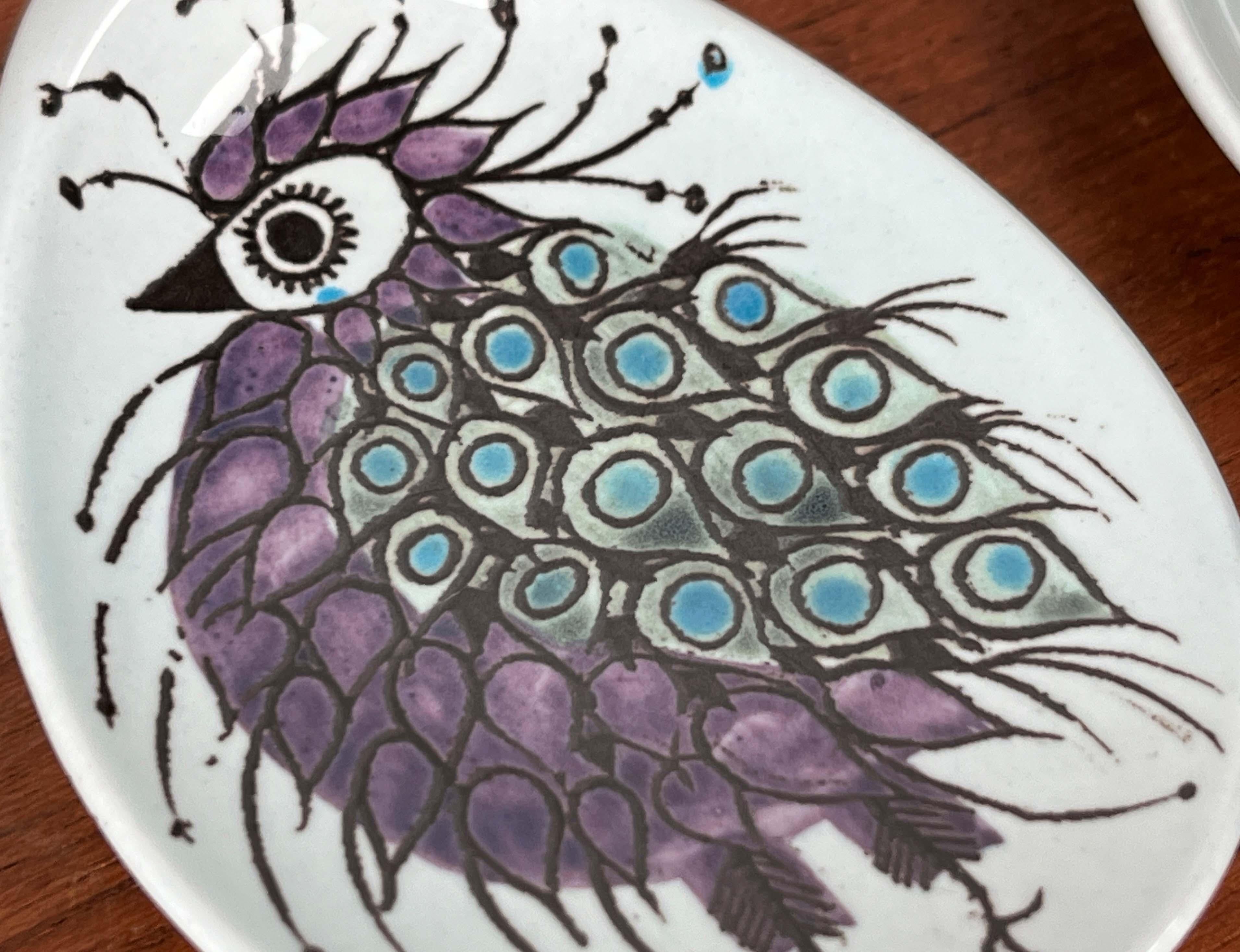 4 assiettes à huîtres ou à sauces Crazy Bird du milieu du siècle Beth Breyen Royal Copenhagen en vente 7