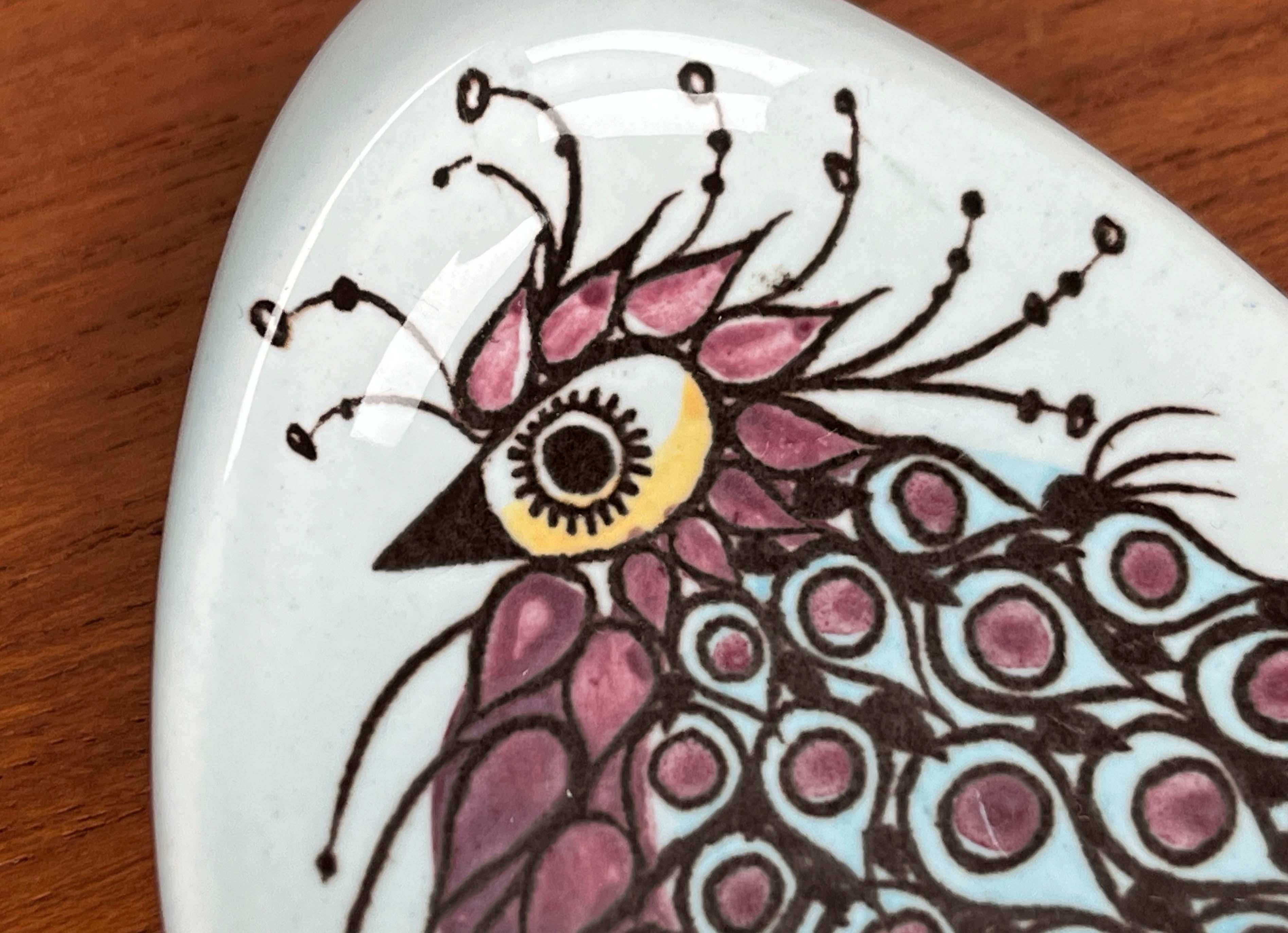 4 assiettes à huîtres ou à sauces Crazy Bird du milieu du siècle Beth Breyen Royal Copenhagen en vente 9