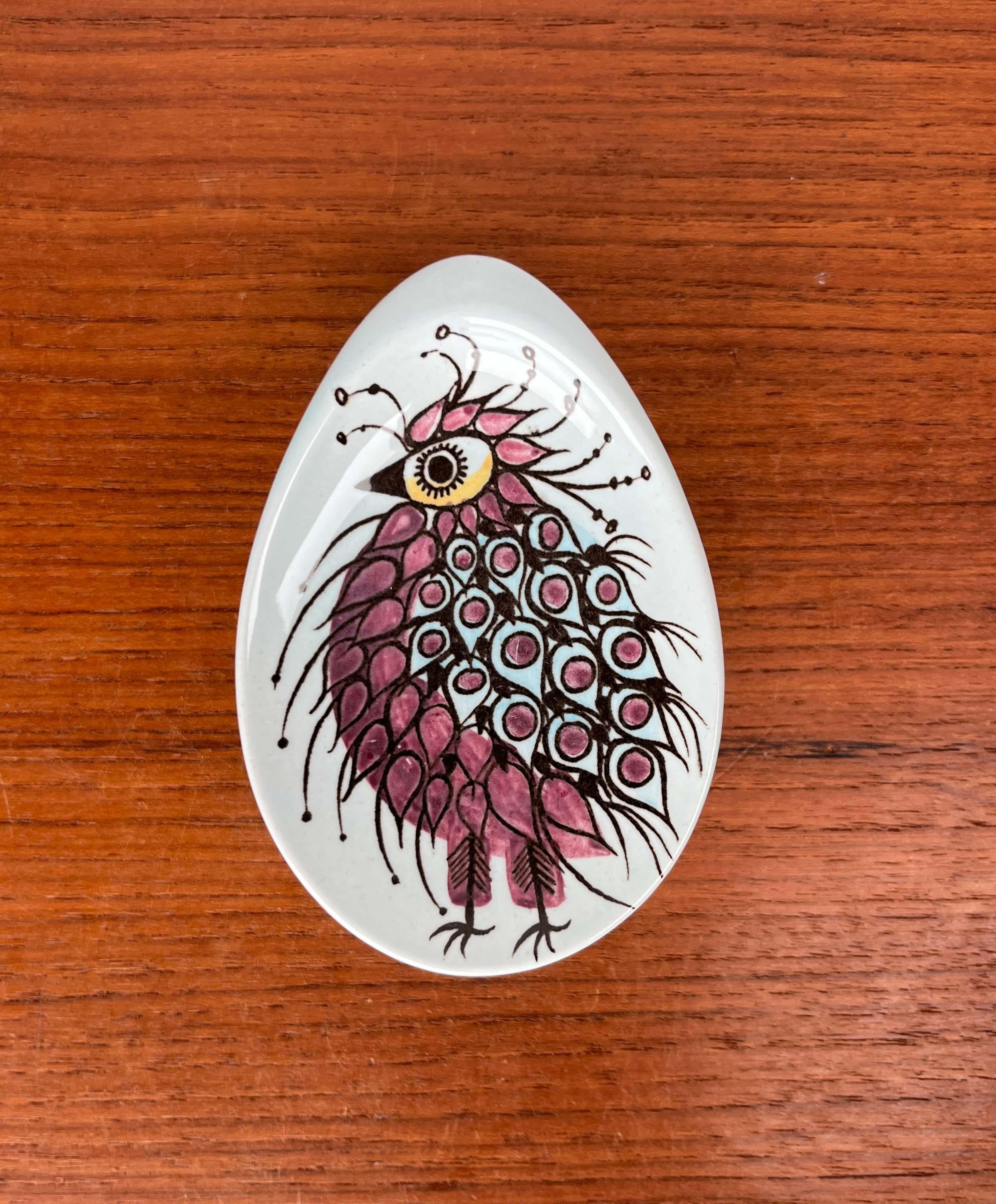 Danois 4 assiettes à huîtres ou à sauces Crazy Bird du milieu du siècle Beth Breyen Royal Copenhagen en vente