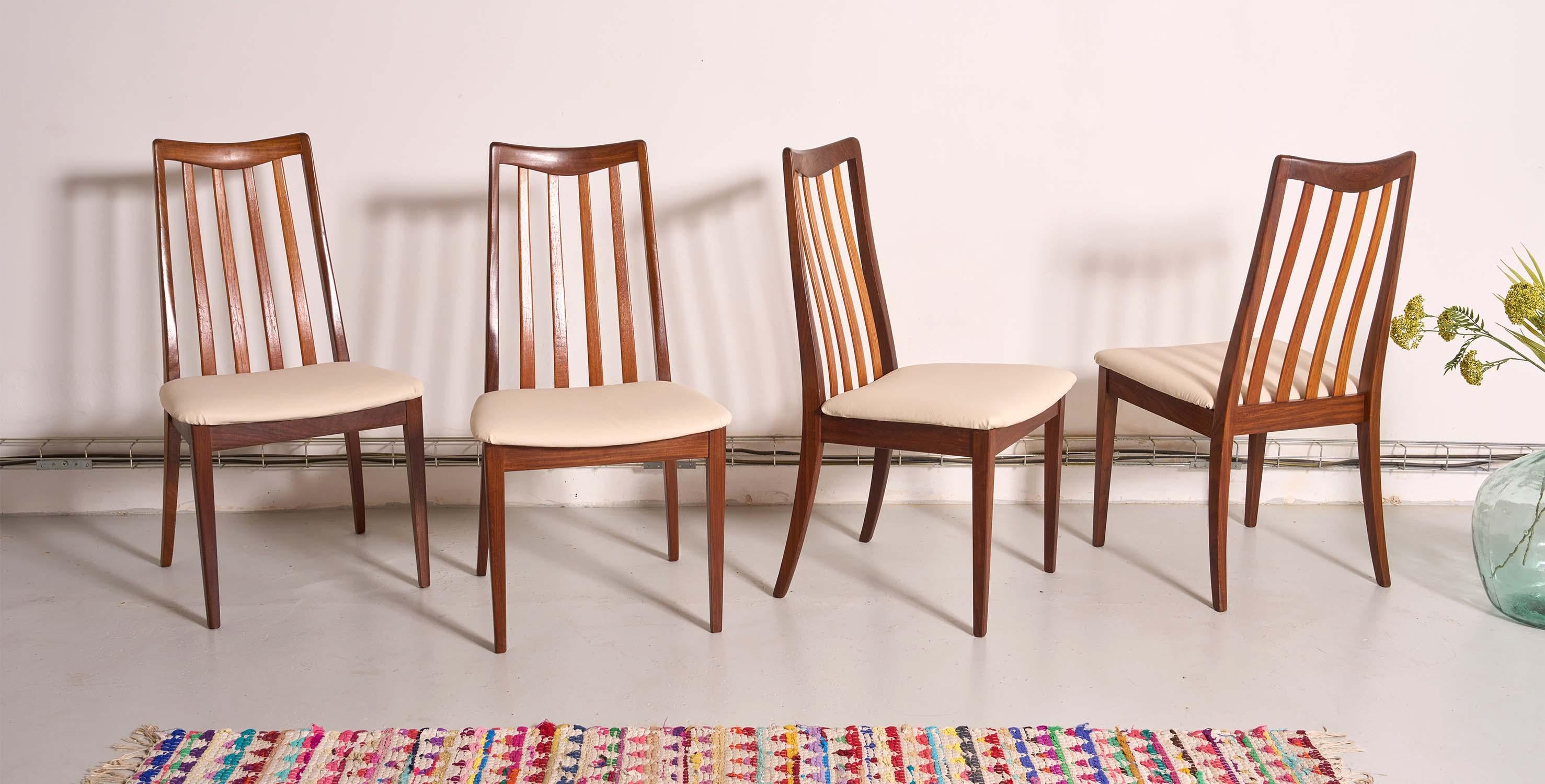 Scandinavian Modern 4 mid century G Plan dining chairs
