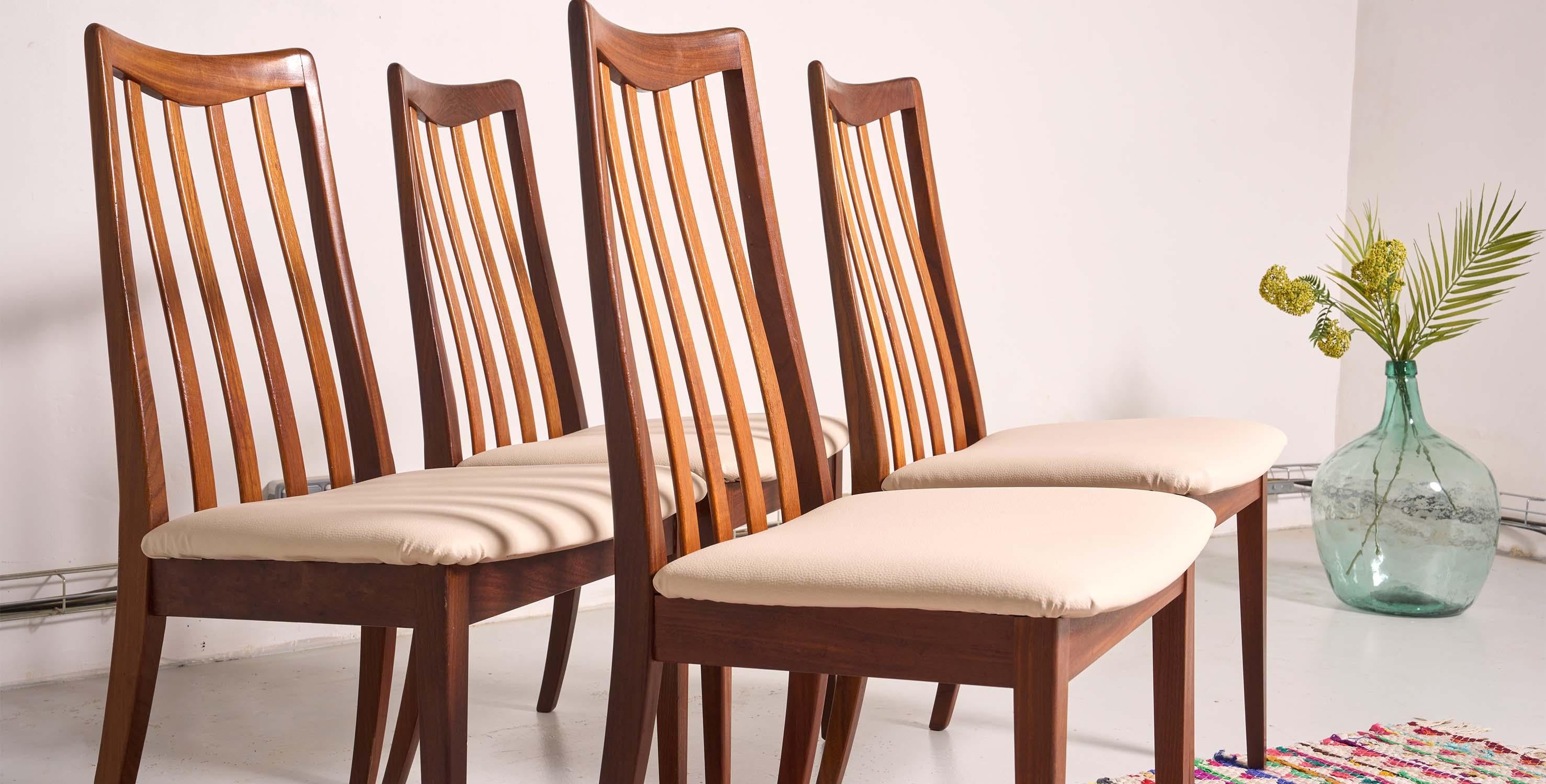 British 4 mid century G Plan dining chairs