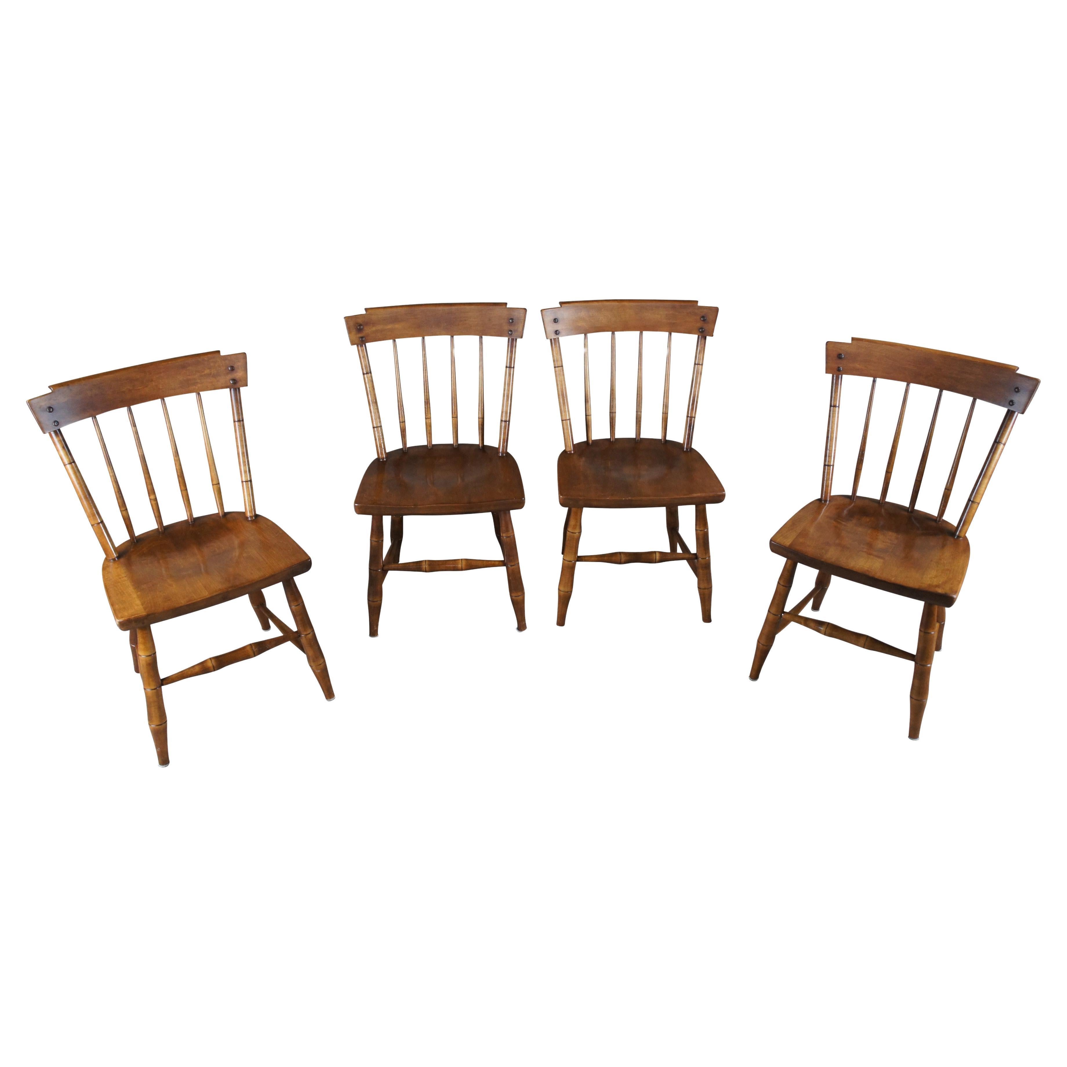 4 Mid Century Heywood Wakefield Maple Colonial Slat Back Dining Chairs 34"