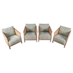4 Mid Century Modern Antonio Citterio Flexform Mozart Nussbaum Rattan Sessel