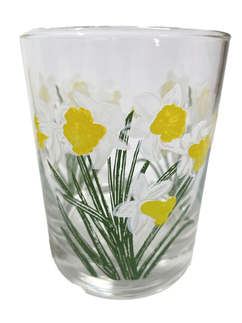 4 Mid-Century Modern, Cera Glass Daffodil Rocks Glasses In Good Condition For Sale In Nantucket, MA