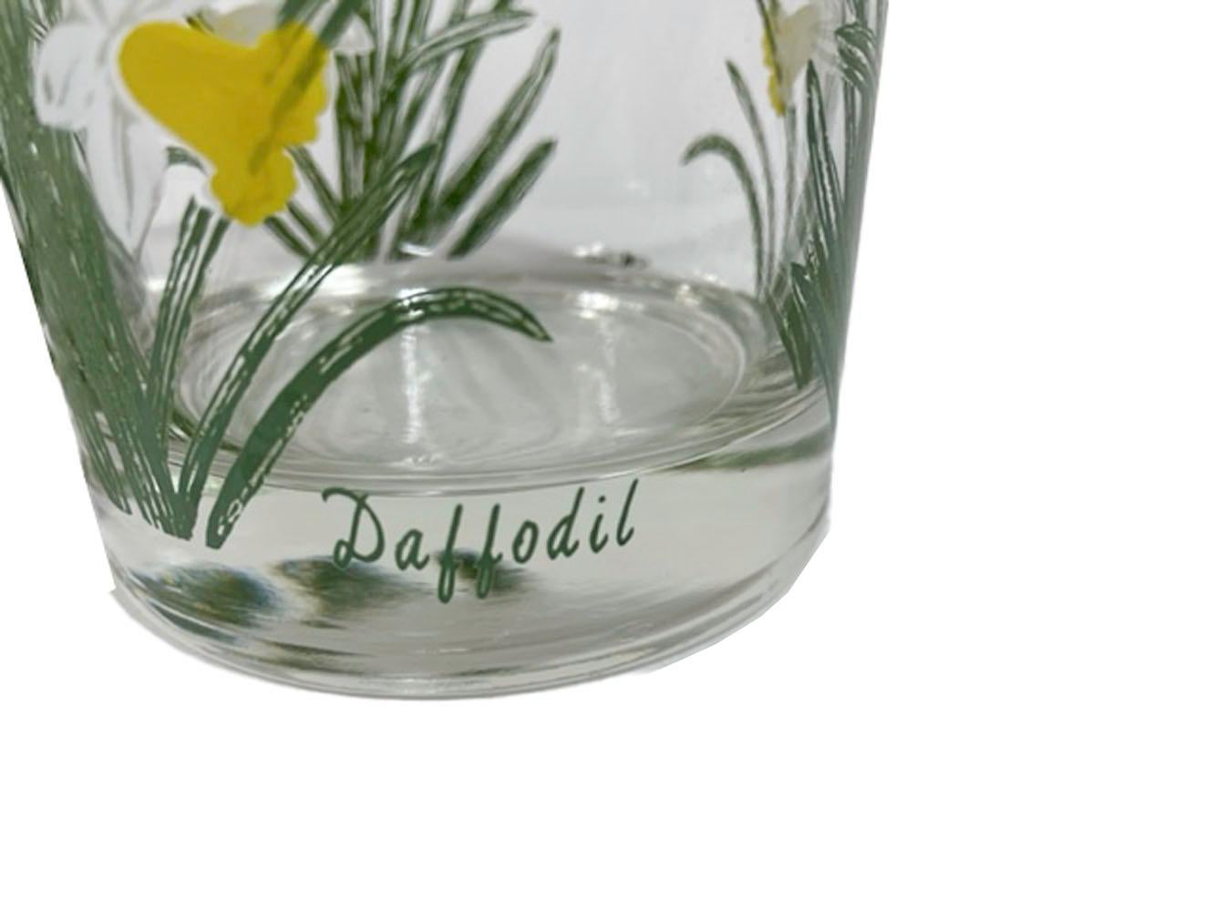 4 Mid-Century Modern, Cera Glass Daffodil Rocks Glasses For Sale 1
