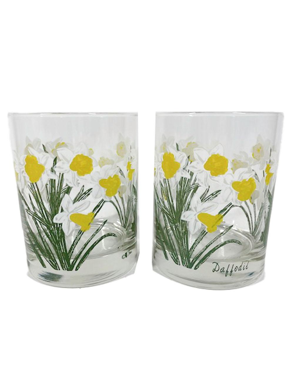 4 Mid-Century Modern, Cera Glass Daffodil Rocks Glasses For Sale 2