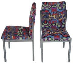 4 Mid-Century Modern Colorful Geometric Chrome Side Accent Dining Chairs MCM