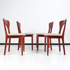 4 Mid-Century Modern Danish Teak Dining Chairs "Peter" by Niels Koefod, 1960ies
