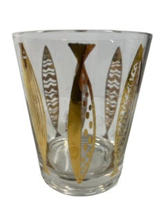 4 Mid-Century Modern Double Old Fashioned Glasses, Fred Press, Goldfish Pattern