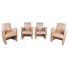 4 chaises de salle à manger Jay Spectre Century en cuir du milieu du siècle dernier