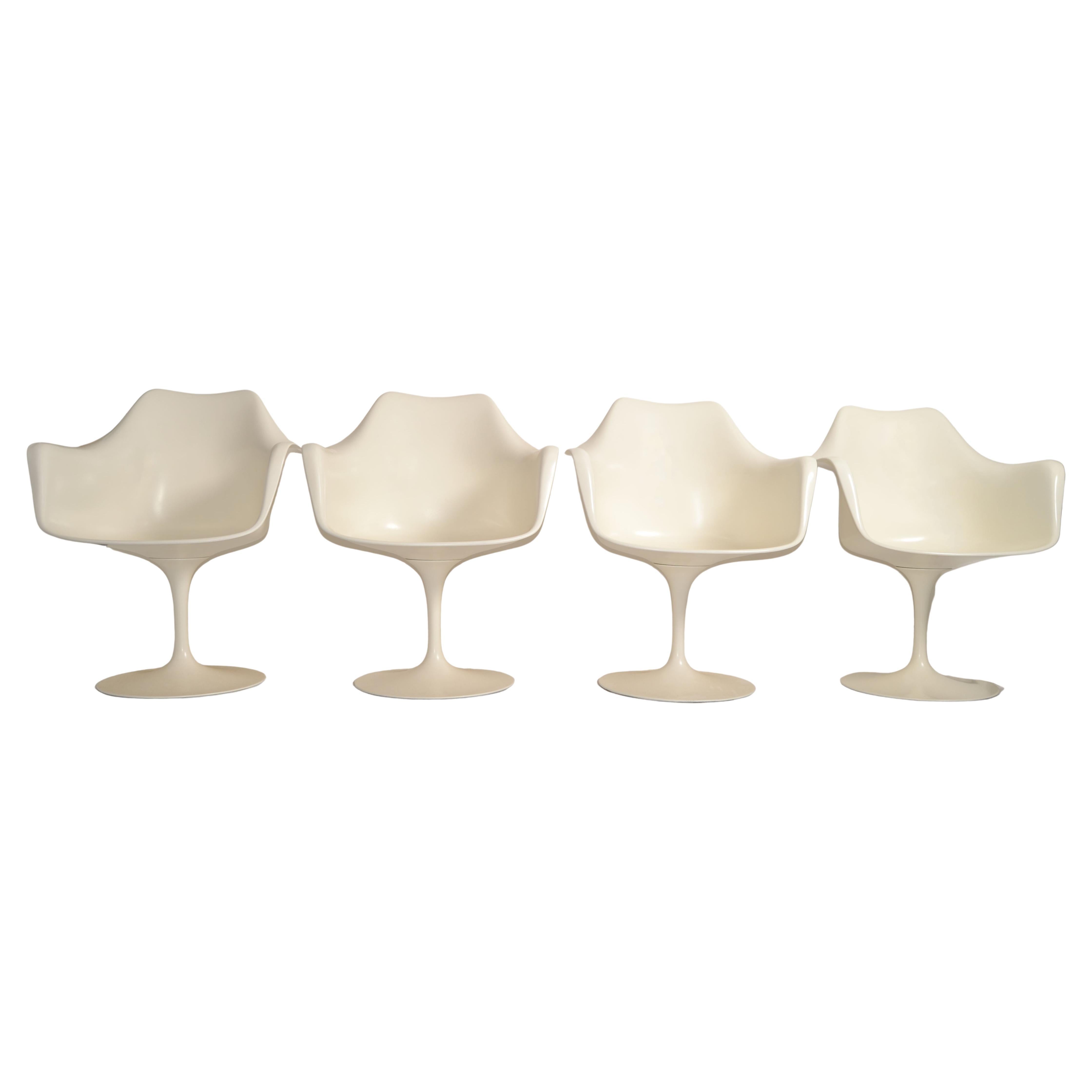 4 Mid-Century Modern Tulip Swivel Side Dining Chair by Eero Saarinen for Knoll