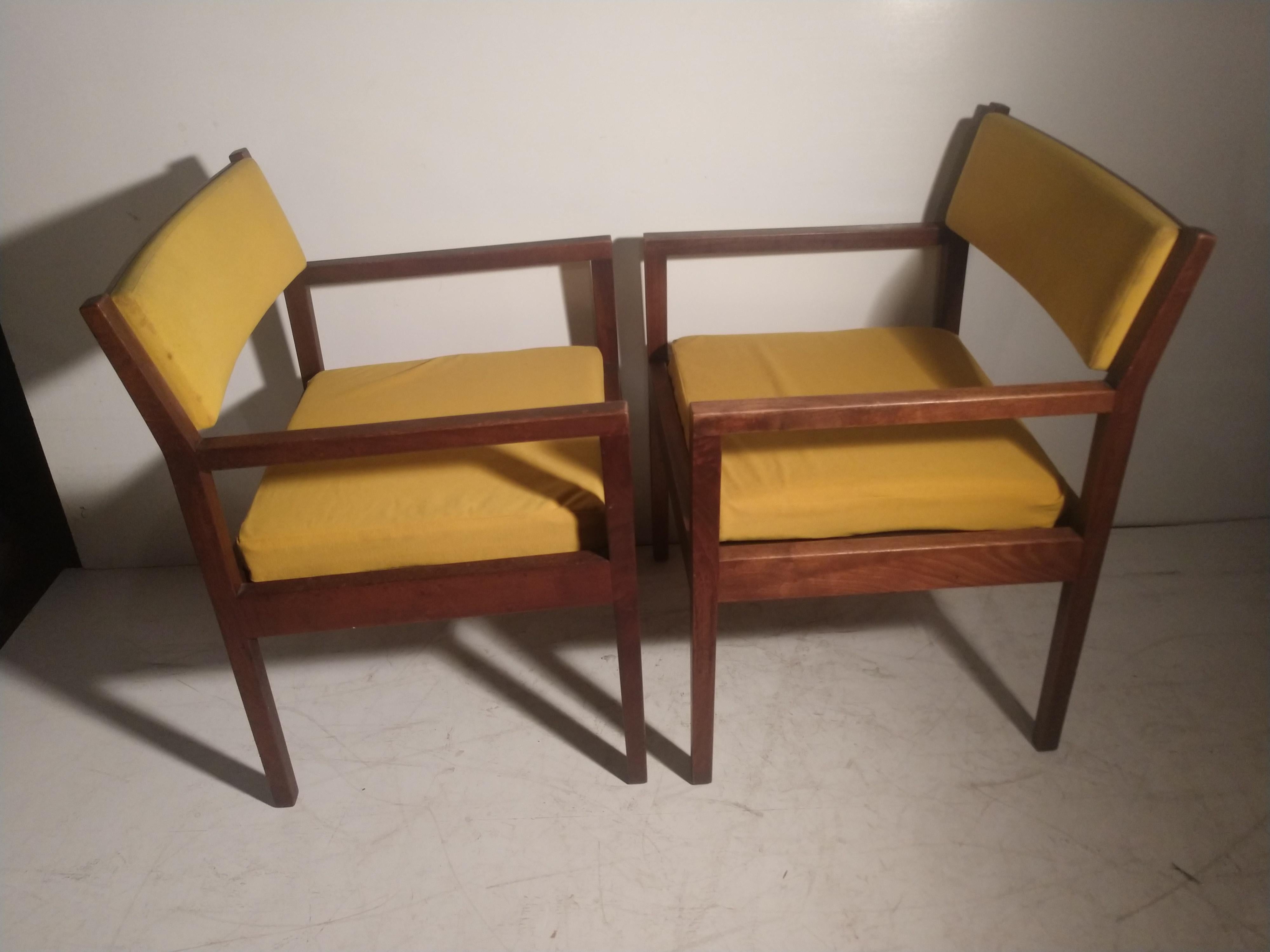 Fabric Pair of Mid-Century Modern Walnut Armchairs by George Nelson for Herman Miller