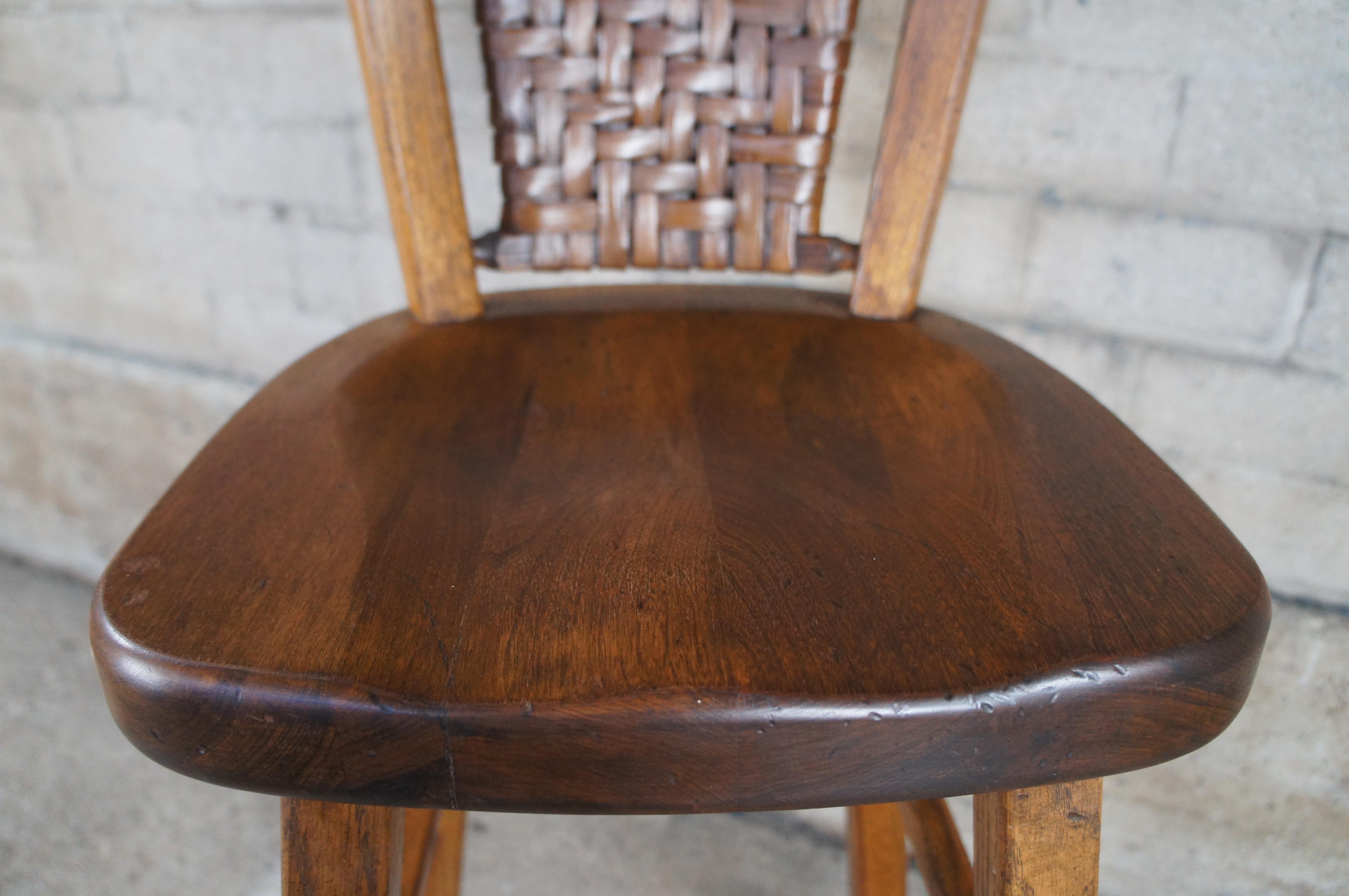 4 Mid Century Old Hickory Furniture Company Oak Counter Bar Stools 6