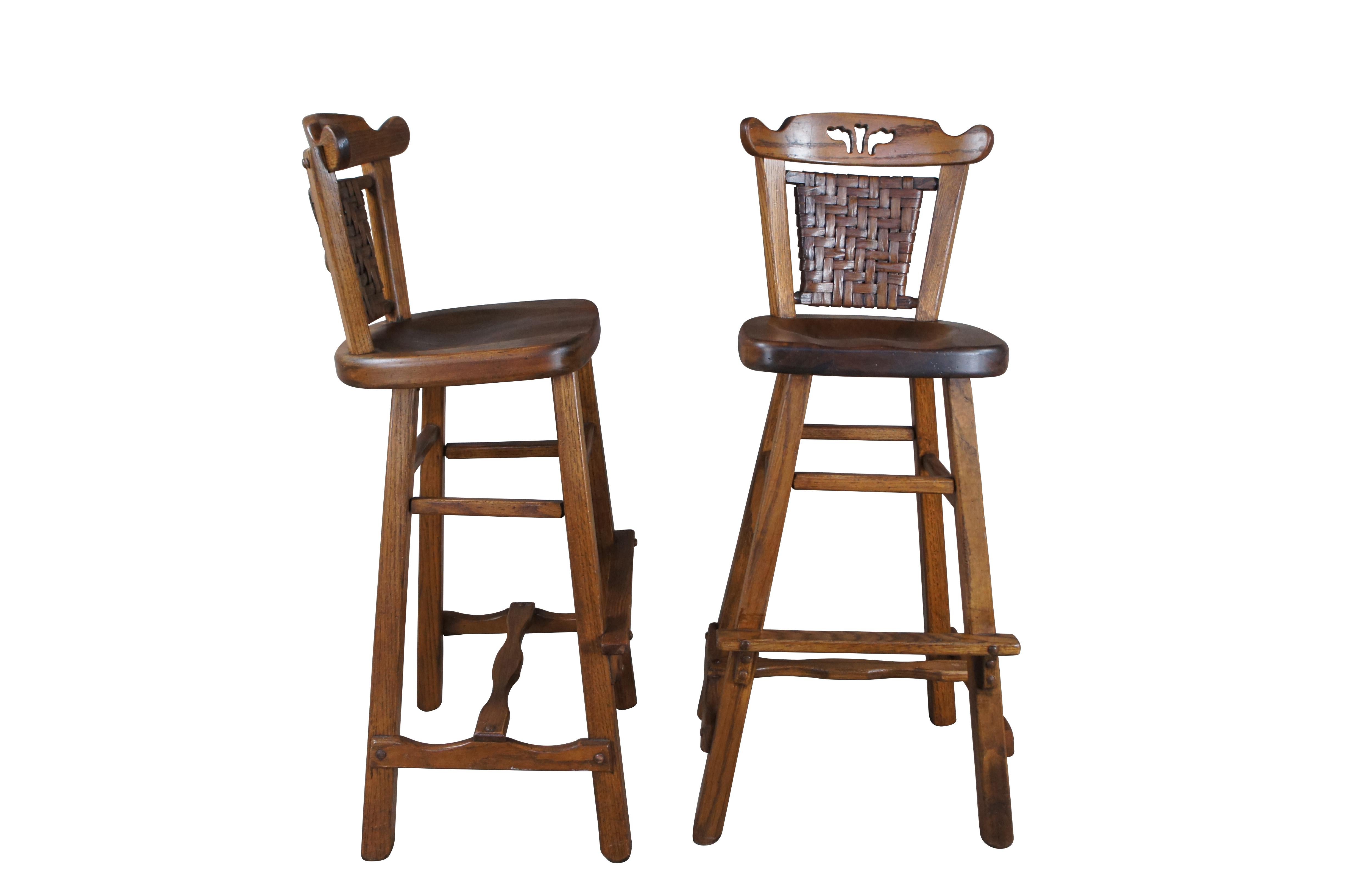 Mid-Century Modern 4 Mid Century Old Hickory Furniture Company Oak Counter Bar Stools