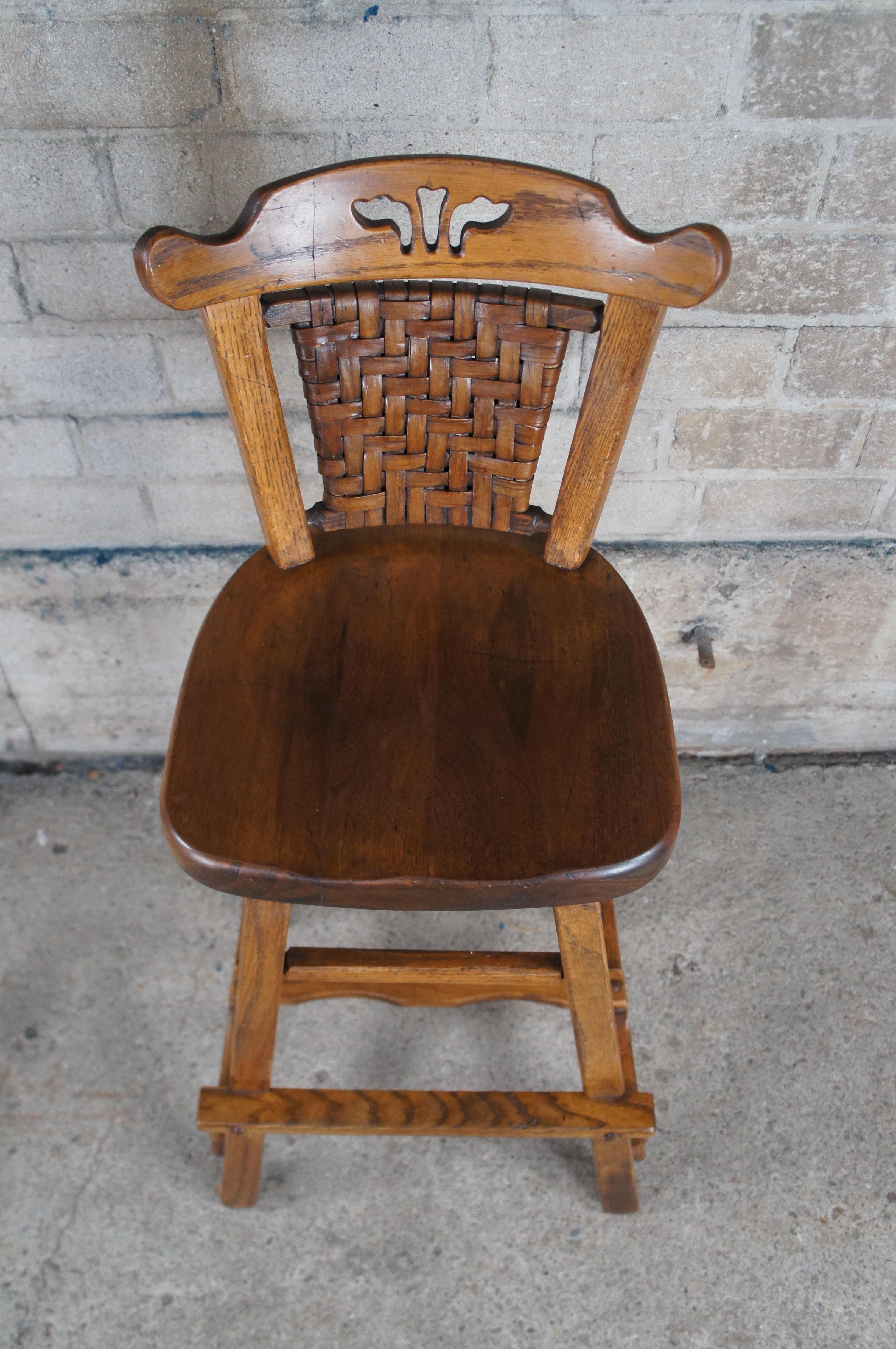 4 Mid Century Old Hickory Furniture Company Oak Counter Bar Stools 1
