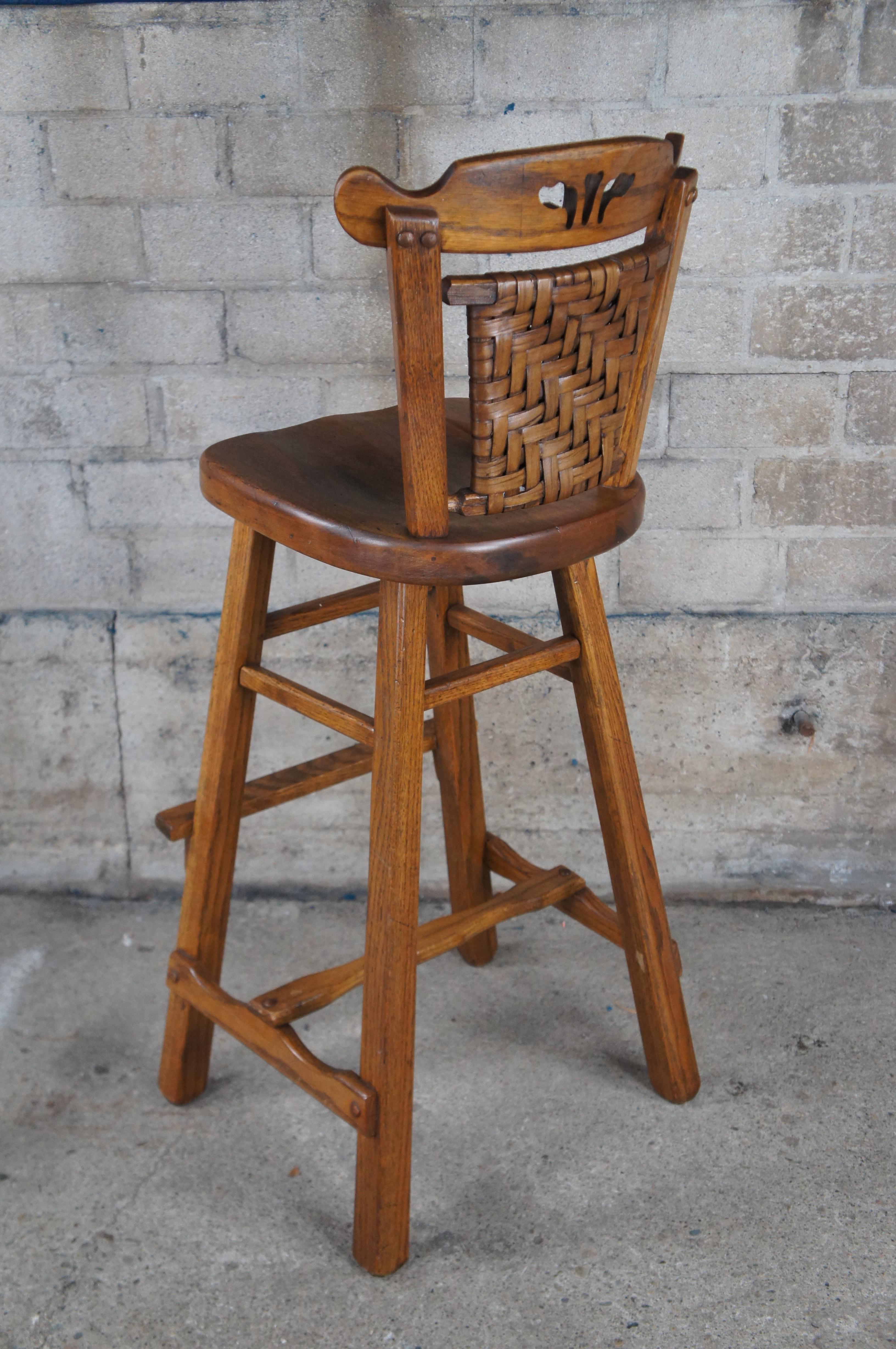 4 Mid Century Old Hickory Furniture Company Oak Counter Bar Stools 2