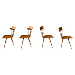Vintage 4 Mid-Century Paul McCobb Planner Group Dining Chairs Maple Spindle Back Chairs