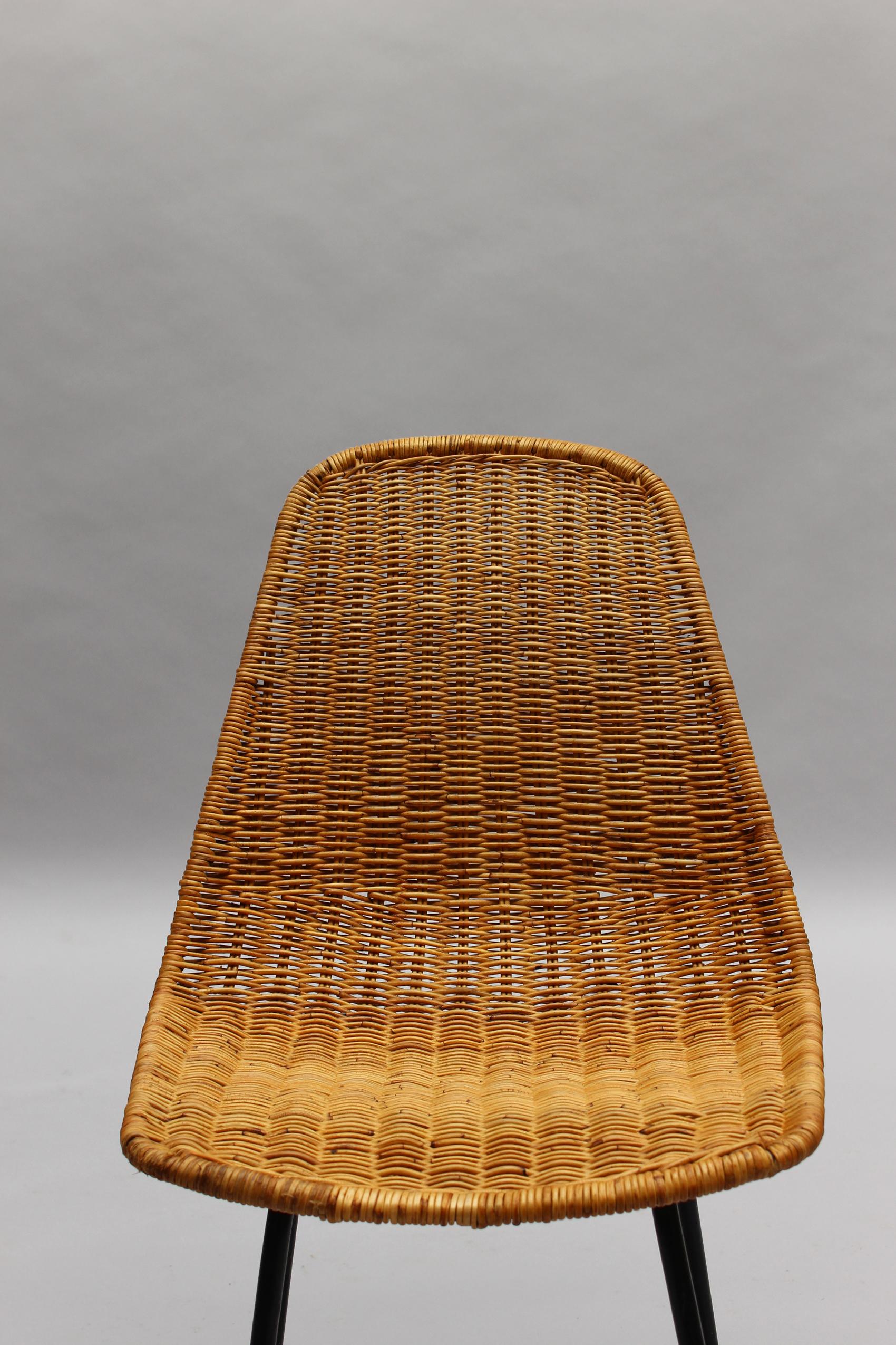 4 Mid-Century Rattan 