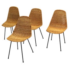 4 Mid-Century Rattan "Basket" Chairs by Gian Franco Legler