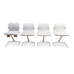 4 Midcentury Swedish White Metal Stackable Chairs from DUX, 1968